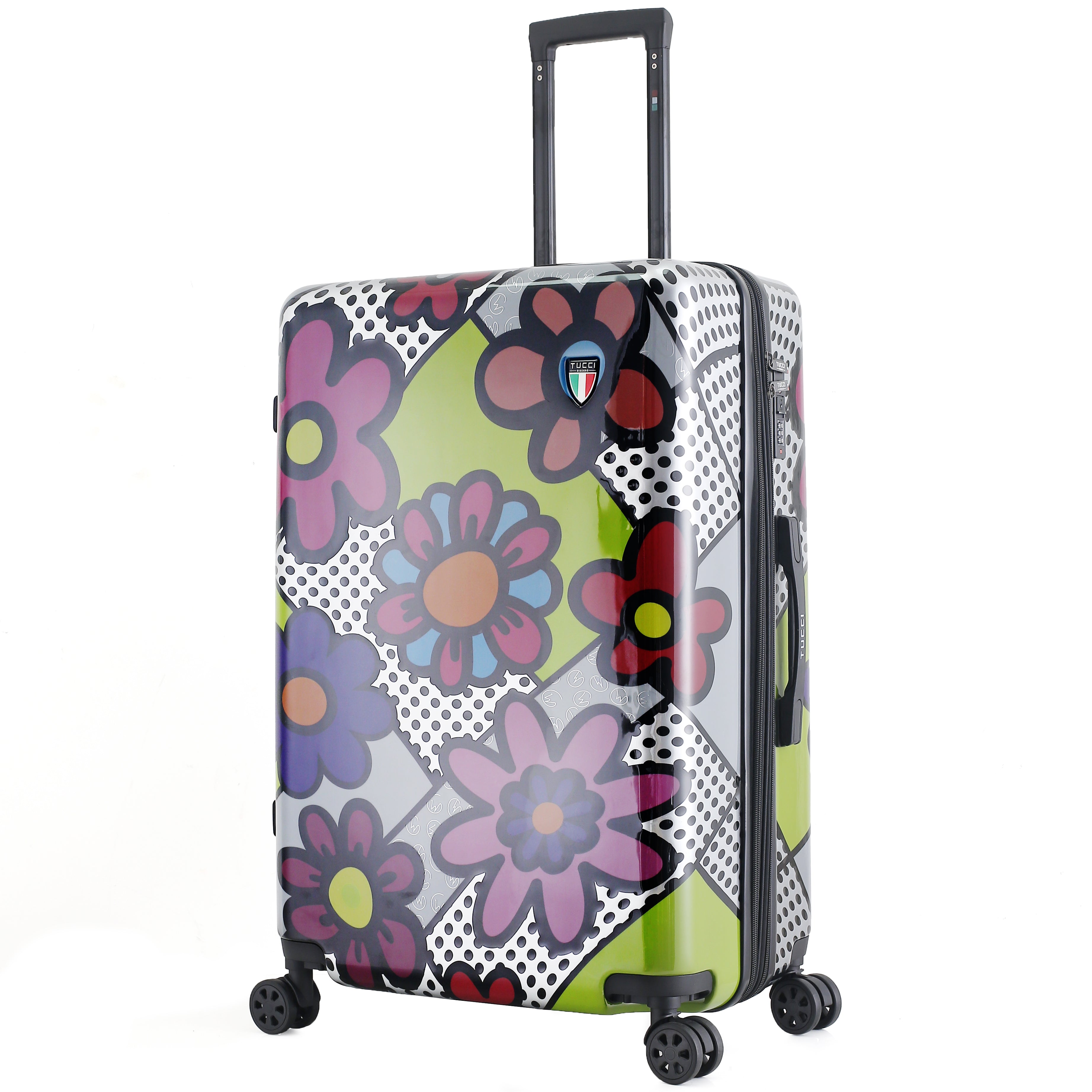 TUCCI Italy Pop Art Flower Dots 28" Luggage Suitcase
