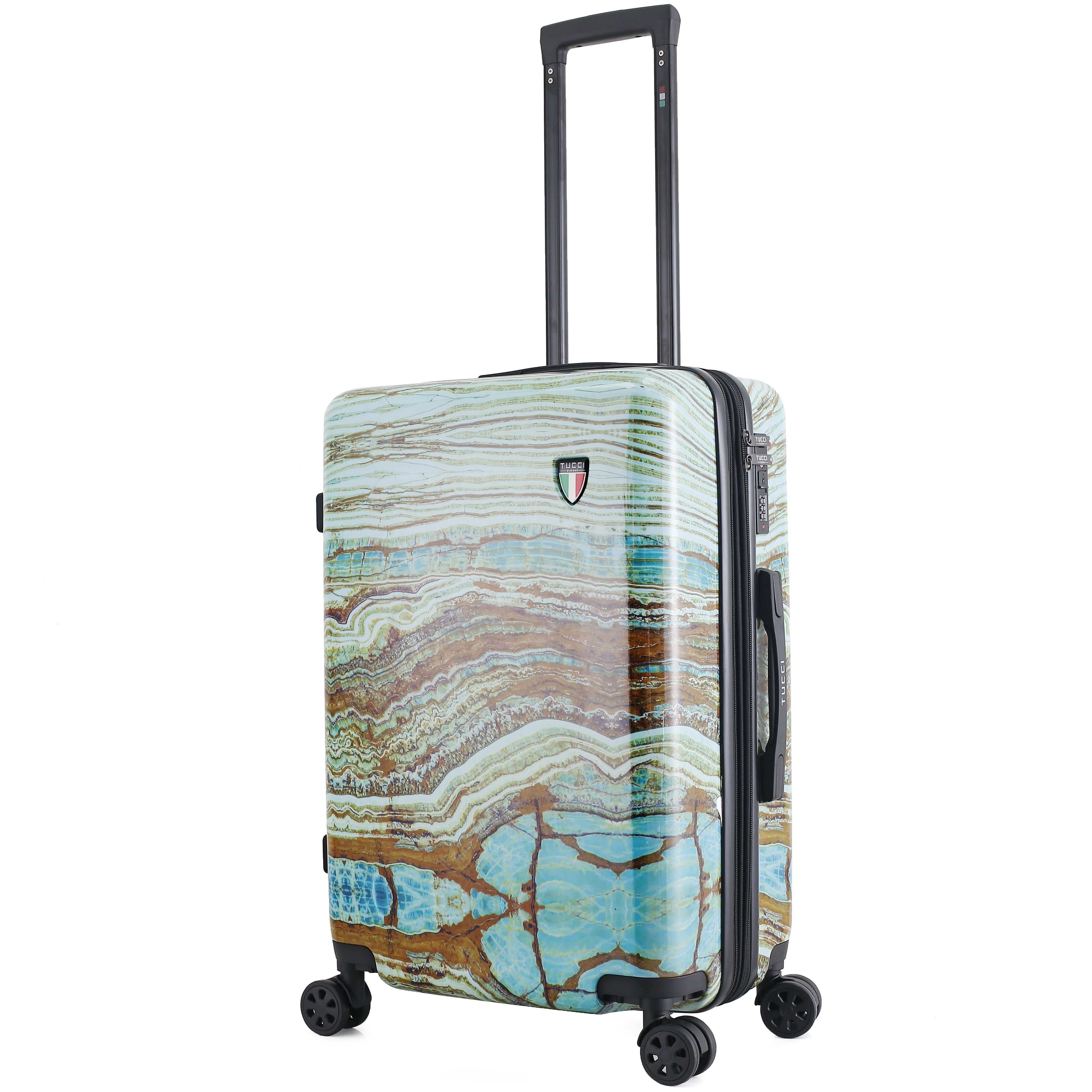 TUCCI Italy Earth Art Emerald Marble 24" Luggage Suitcase