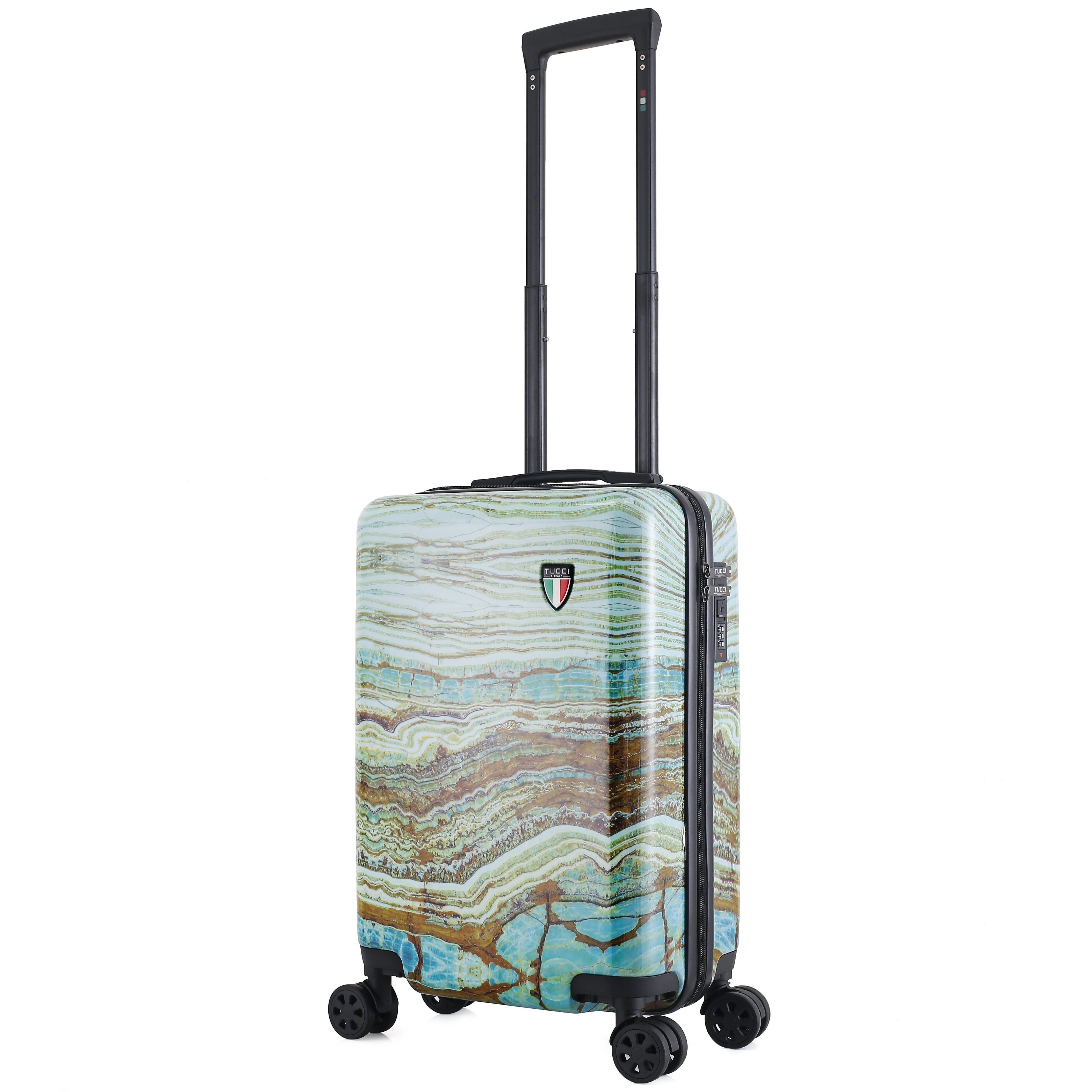 TUCCI Italy Earth Art Emerald Marble 20" Luggage Suitcase