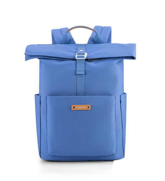 Tucci Italy BlazeBurst 18.8-Inch Laptop Backpack – Blue | Water‑Resistant Fabric, Quick‑Access Front Pocket, Dual Water Bottle Pockets