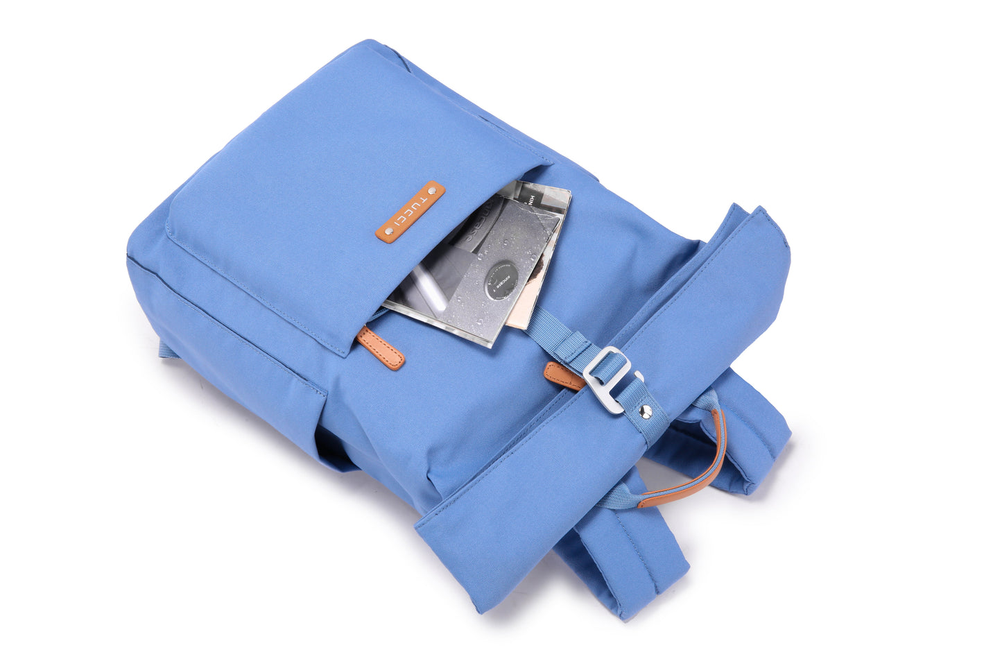 Tucci Italy BlazeBurst 18.8-Inch Laptop Backpack – Blue | Water‑Resistant Fabric, Quick‑Access Front Pocket, Dual Water Bottle Pockets