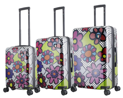 TUCCI Italy Pop Art Flower Dots 3 PC Sets (20", 24", 28") Luggage Suitcases