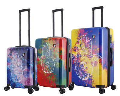 TUCCI Italy Emotion Art Exotic Hamsa 3 PC Set (20", 24", 28") Luggage Suitcase