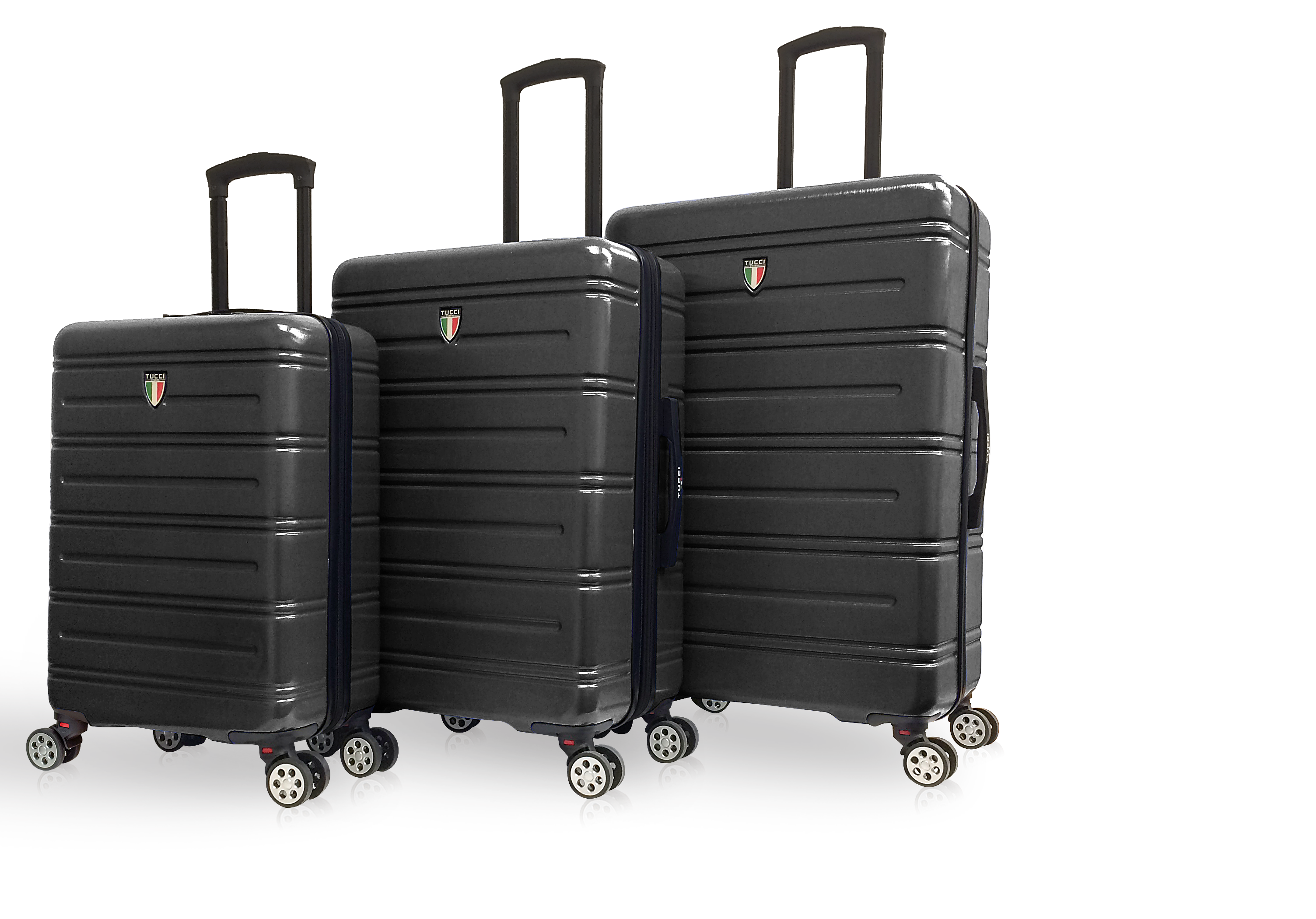 TUCCI Italy LETIZIA (20", 24", 28") Expandable Spinner Wheel Suitcase Black