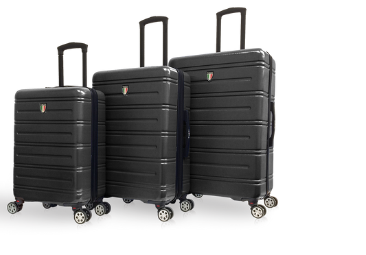 TUCCI Italy LETIZIA (20", 24", 28") Expandable Spinner Wheel Suitcase Black