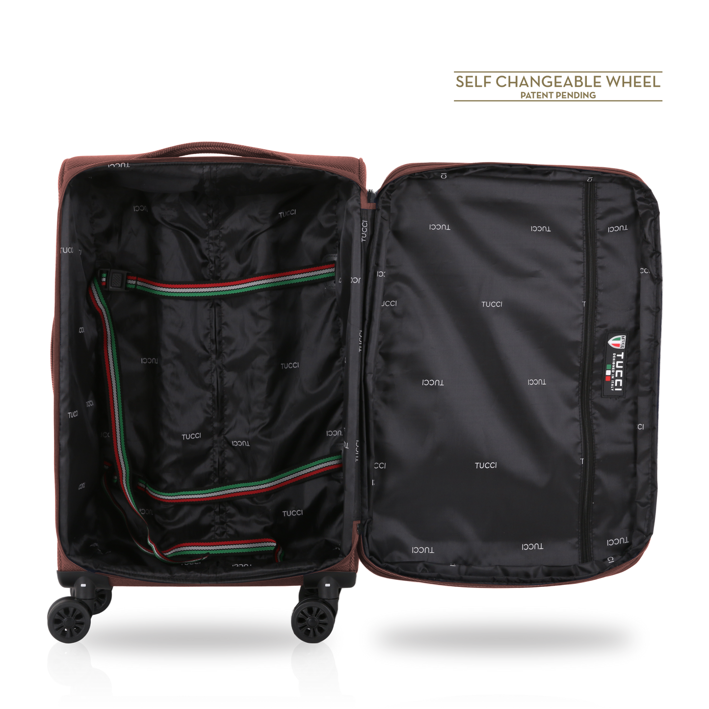TUCCI Italy ALIANTE Set of 3 (18", 24", 28") 4-Wheeled Travel Suitcase
