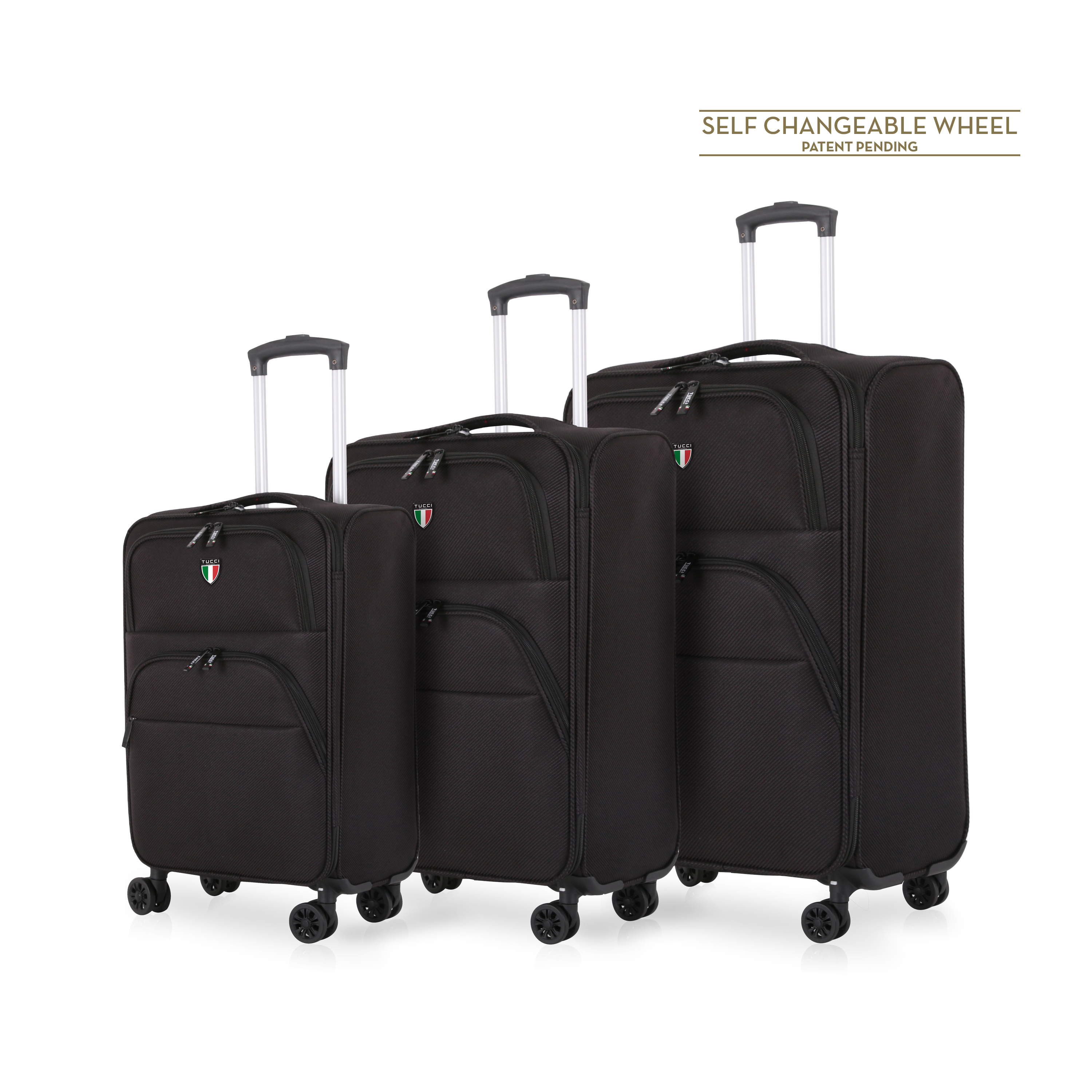 TUCCI Italy VOLO 3 PC (20", 26", 30") Expandable Travel Suitcase