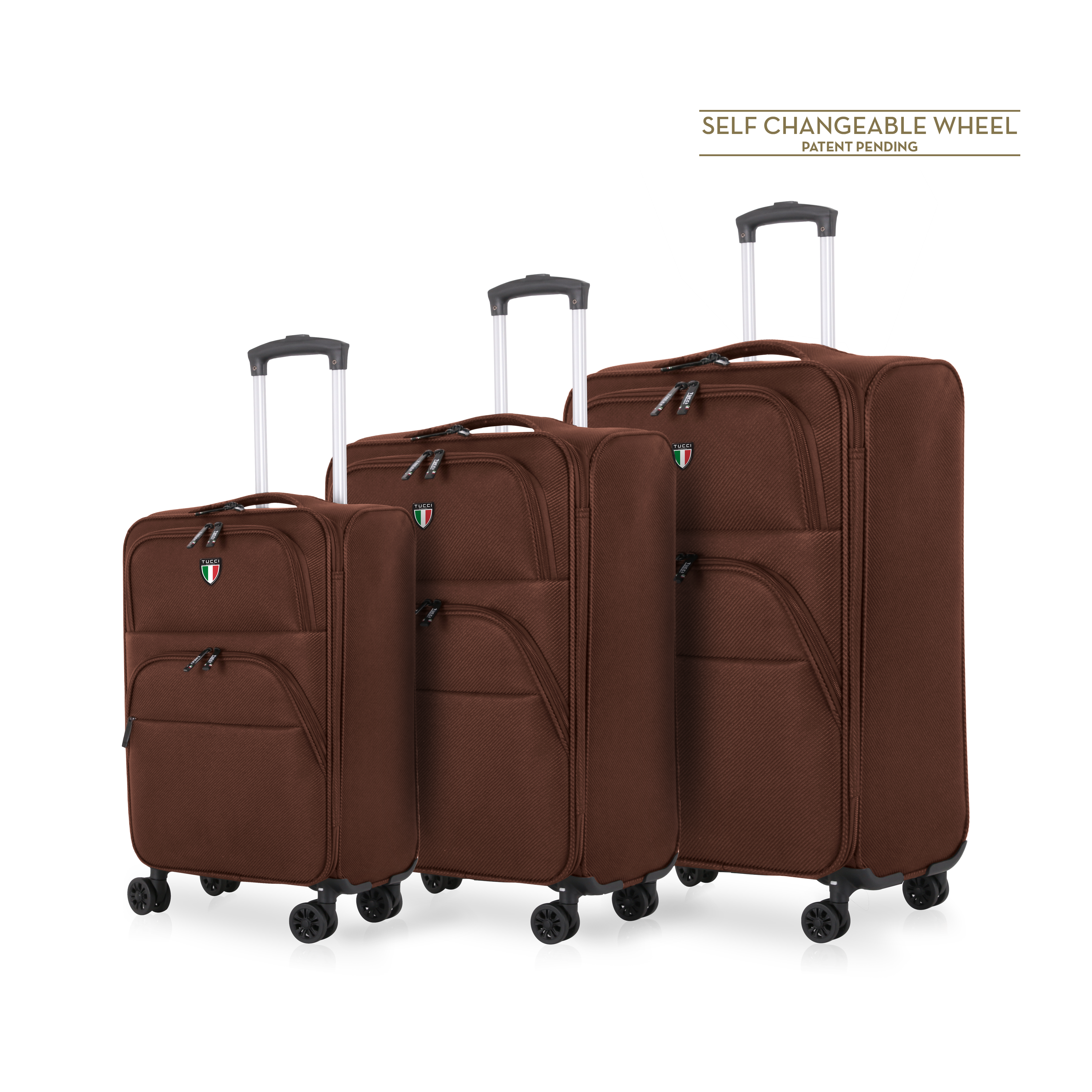 TUCCI Italy VOLO 3 PC (20", 26", 30") Expandable Travel Suitcase