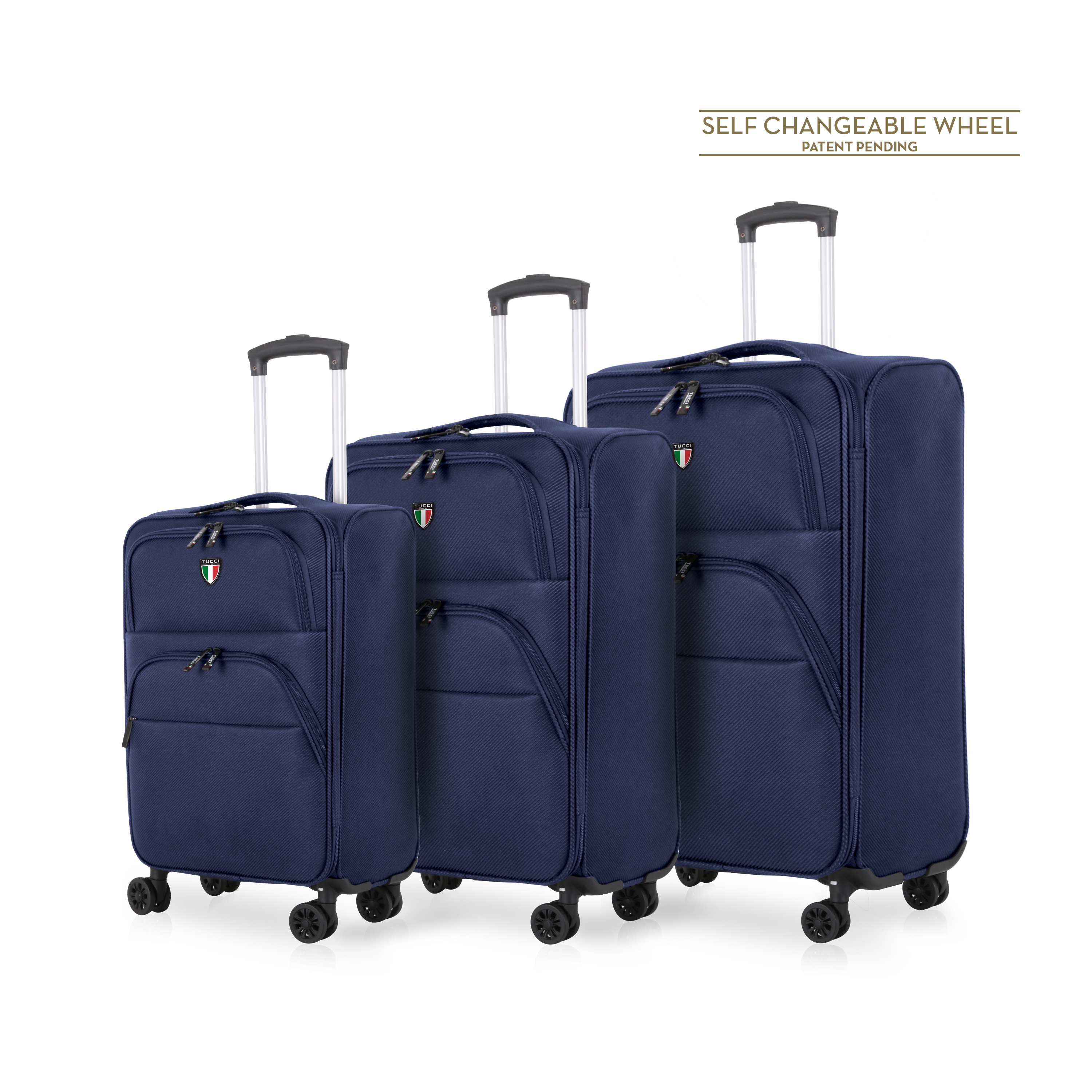 TUCCI Italy VOLO 3 PC (20", 26", 30") Expandable Travel Suitcase