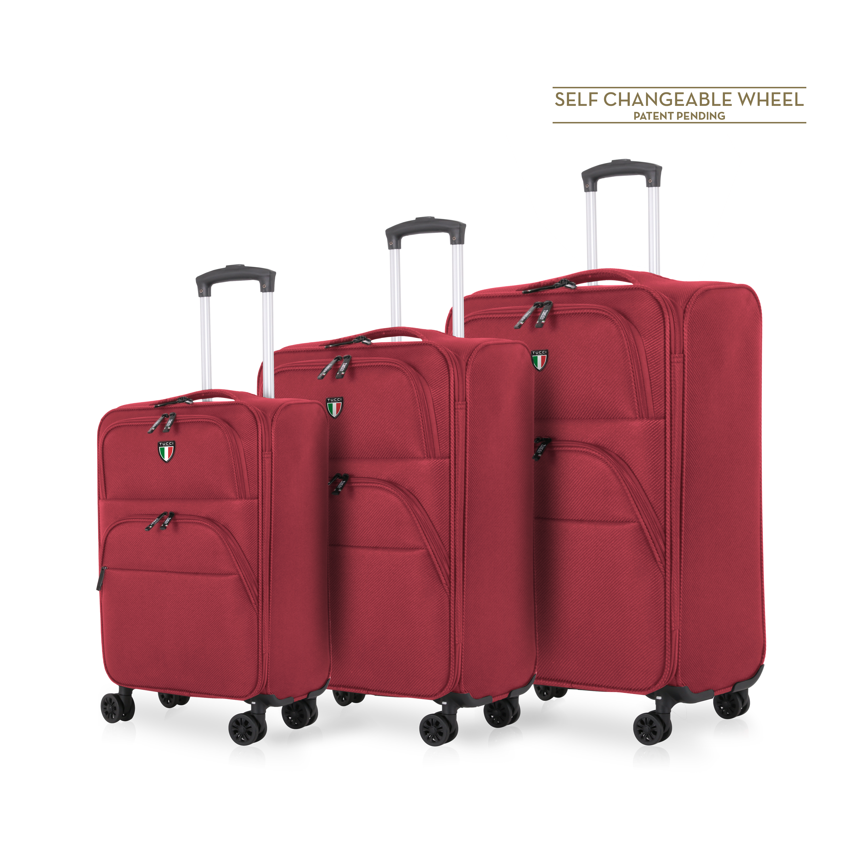 TUCCI Italy VOLO 3 PC (20", 26", 30") Expandable Travel Suitcase