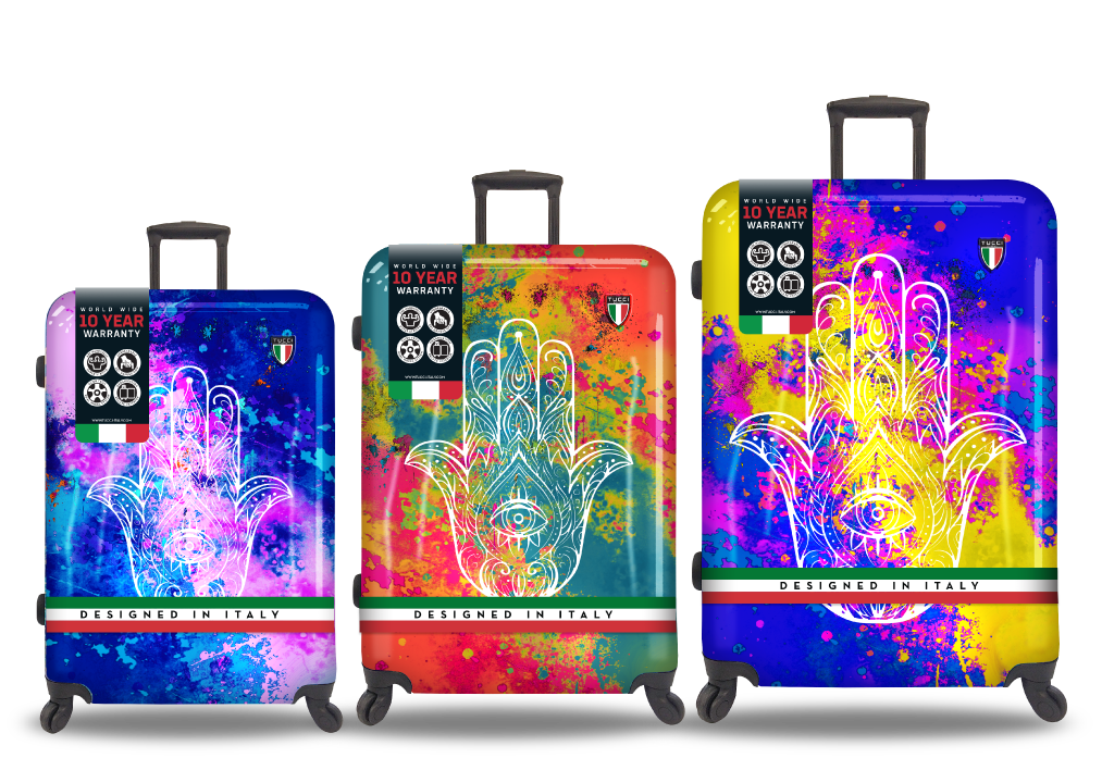 TUCCI Italy Emotion Art Exotic Hamsa 3 PC Set (20", 24", 28") Luggage Suitcase