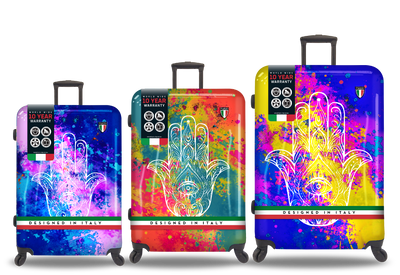 TUCCI Italy Emotion Art Exotic Hamsa 3 PC Set (20", 24", 28") Luggage Suitcase
