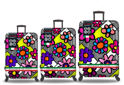 TUCCI Italy Pop Art Flower Dots 3 PC Sets (20", 24", 28") Luggage Suitcases