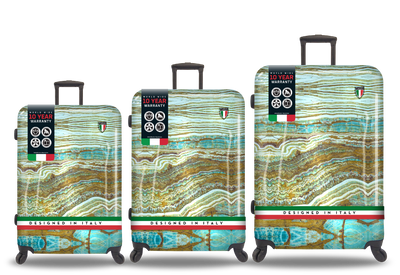 TUCCI Italy Earth Art Emerald Marble 3 PC Set (20", 24", 28") Luggage Suitcase