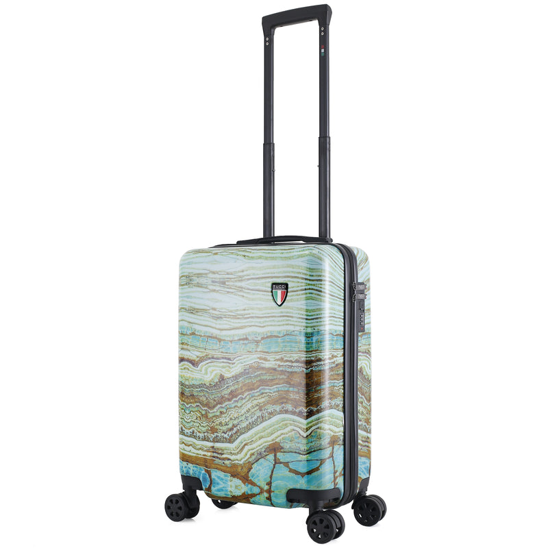 TUCCI Italy Earth Art Emerald Marble 3 PC Set (20", 24", 28") Luggage Suitcase