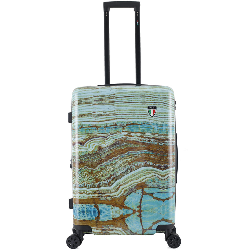 TUCCI Italy Earth Art Emerald Marble 20" Luggage Suitcase