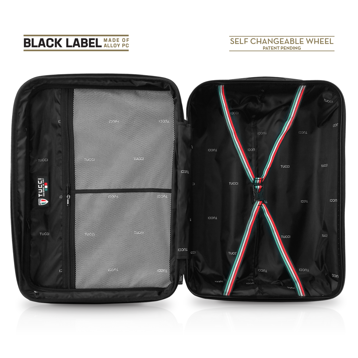 Tucci Black Label Letizia 3-Piece Hardside Spinner Expandable Luggage Set, 20/24/28 Inches