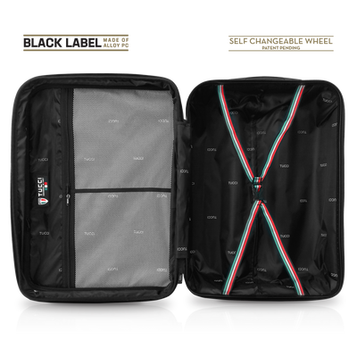 TUCCI Italy LETIZIA (20", 24", 28") Expandable Spinner Wheel Suitcase Black