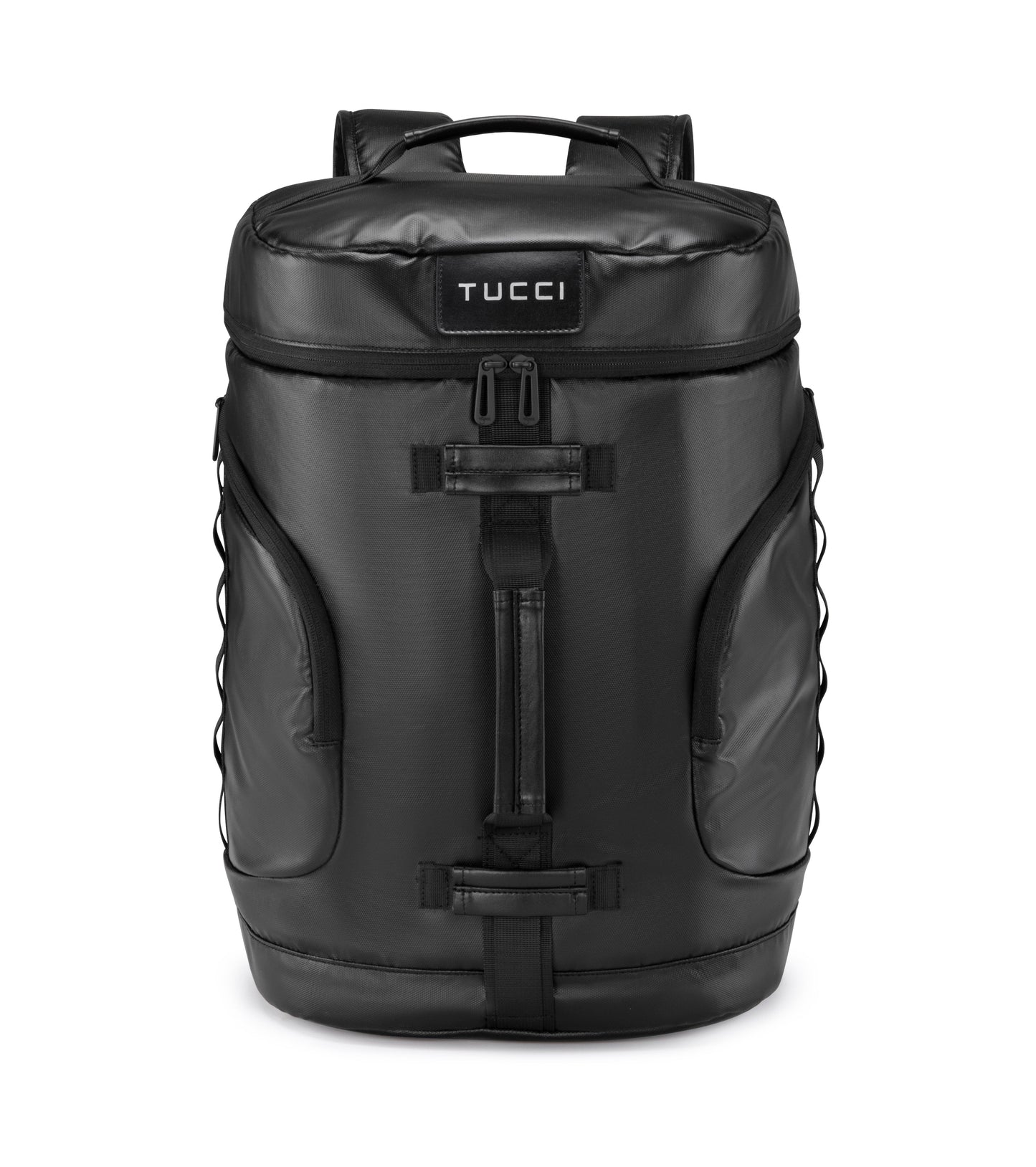 Tucci Italy DashPack Large-Capacity 17.5-Inch Laptop Backpack – Beige | Water‑Resistant Fabric, Trolley Sleeve, Dual Bottle Pockets, Travel Backpack