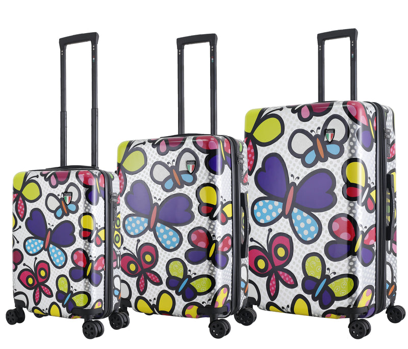TUCCI Italy Pop Art Butterfly Pop 3PC Set (20",24",28") Luggage Suitcase