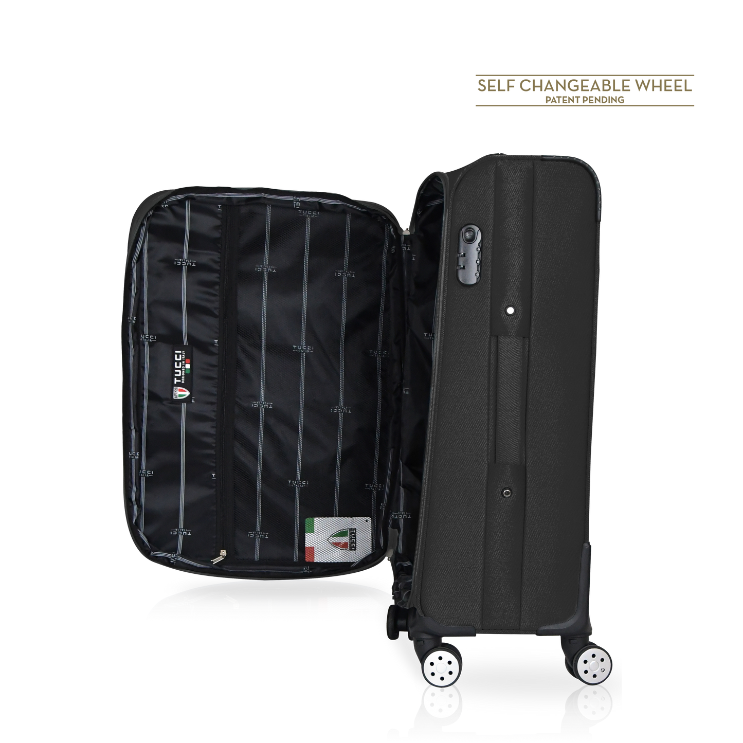 TUCCI Italy MENORI 20" Softside Carry On Suitcase for Travel