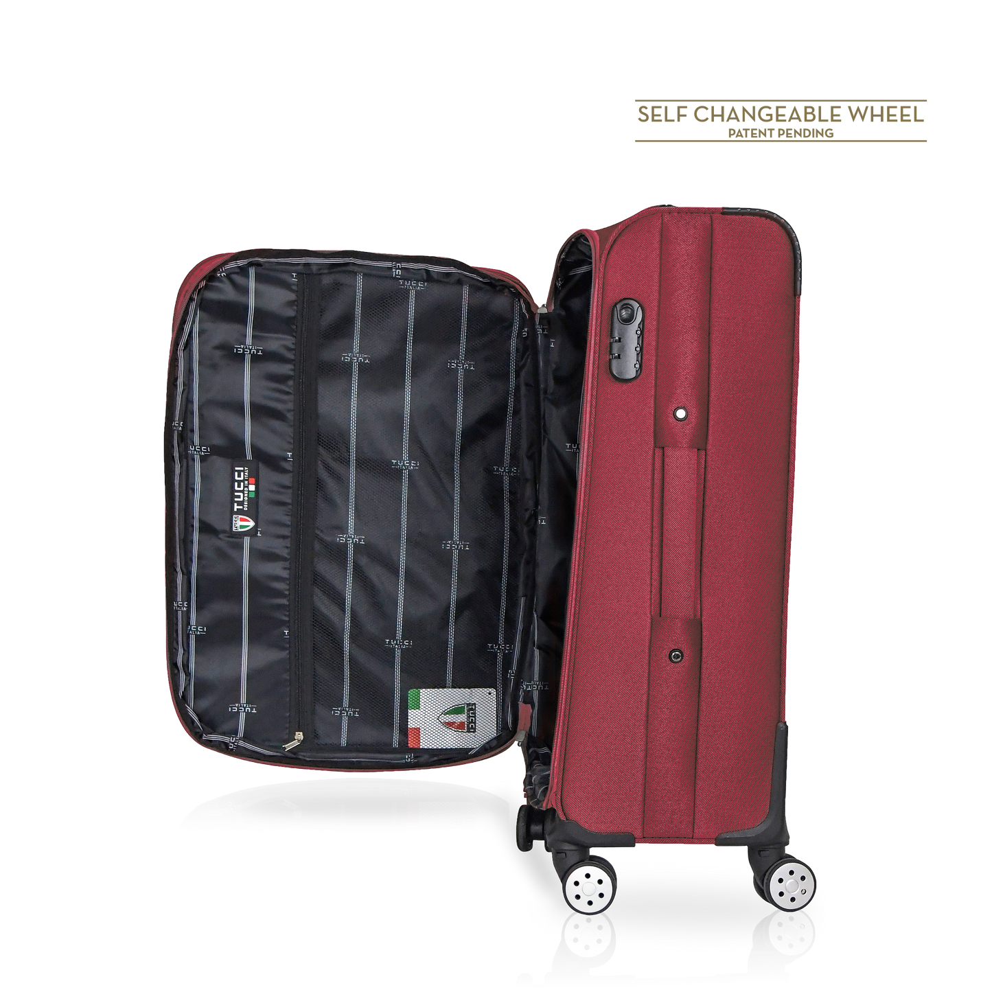 TUCCI Italy MENORI 20" Softside Carry On Suitcase for Travel