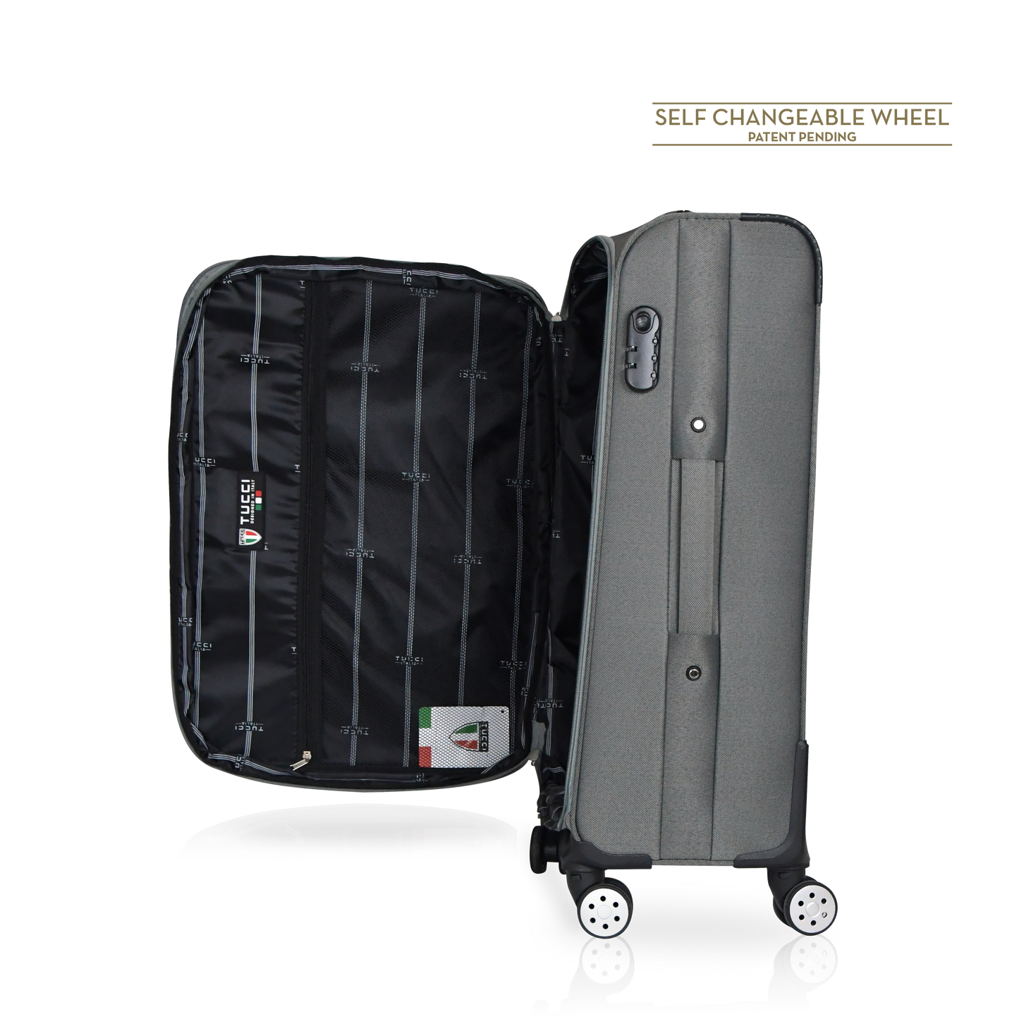 TUCCI Italy MENORI 20" Softside Carry On Suitcase for Travel