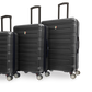 TUCCI Italy LETIZIA (20", 24", 28") Expandable Spinner Wheel Suitcase Black