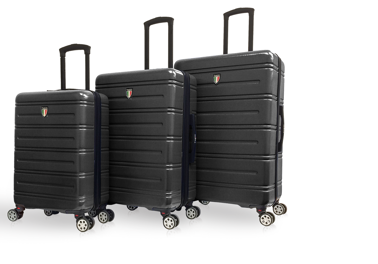 TUCCI Italy LETIZIA (20", 24", 28") Expandable Spinner Wheel Suitcase Black