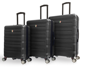 TUCCI Italy LETIZIA (20", 24", 28") Expandable Spinner Wheel Suitcase Black