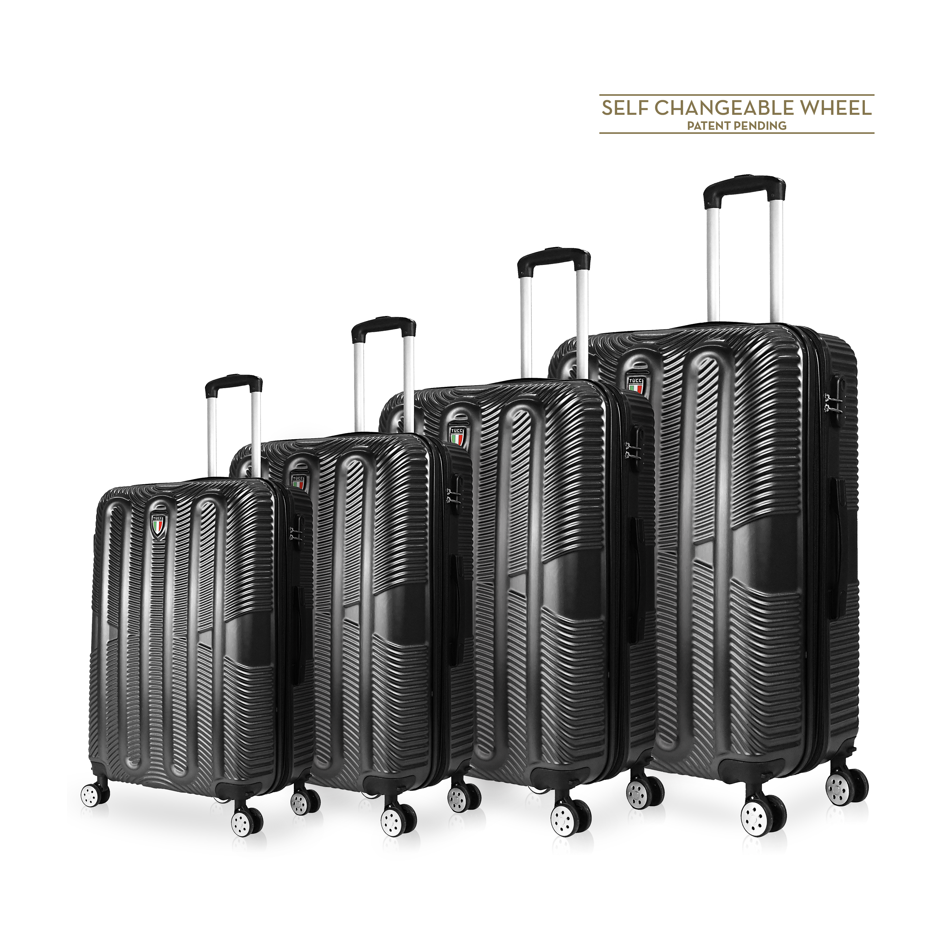 TUCCI Italy SPECIALI 4 PC (20', 28', 30', 32') Detachable Spinner Wheel Suitcase Set