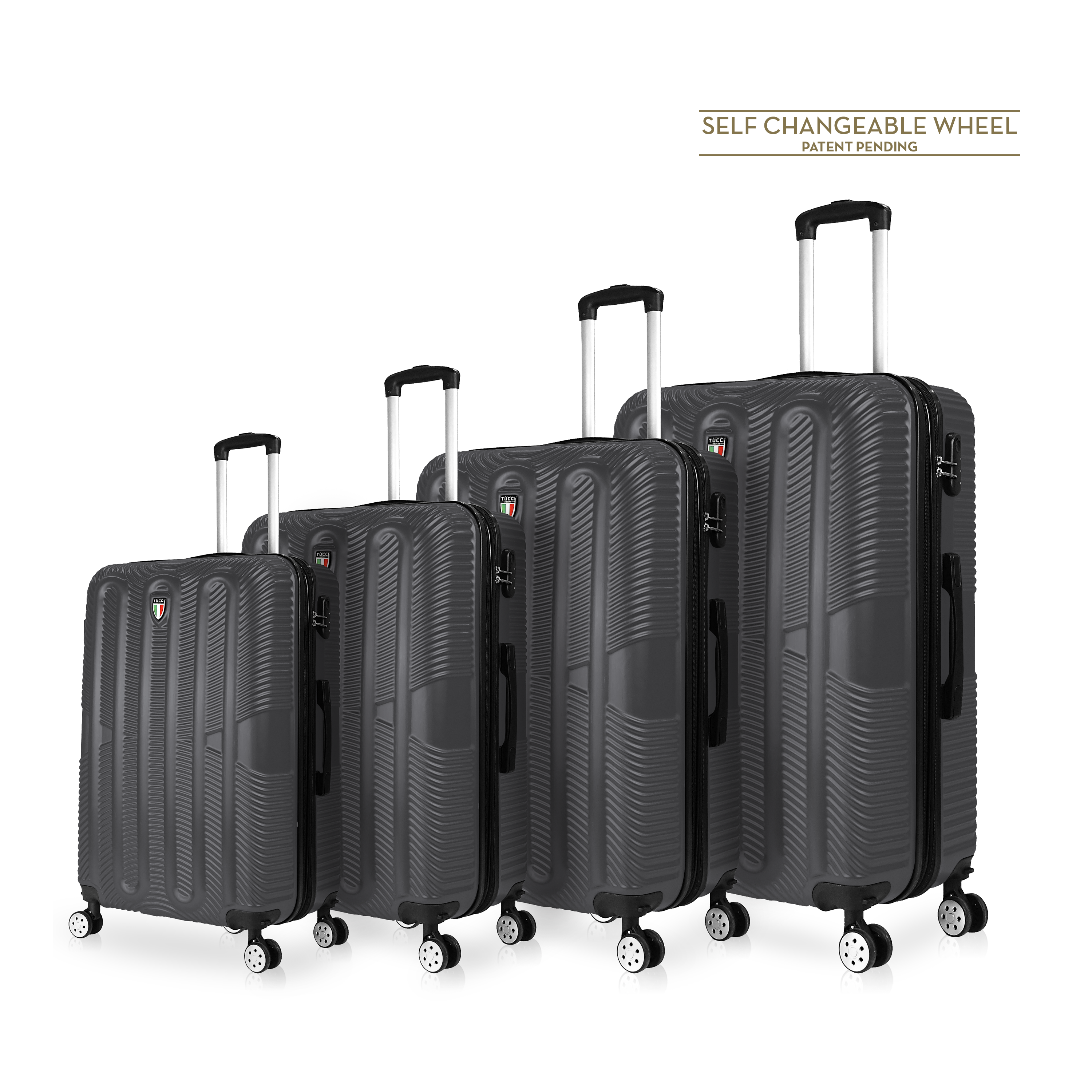 TUCCI Italy SPECIALI 4 PC (20', 28', 30', 32') Detachable Spinner Wheel Suitcase Set