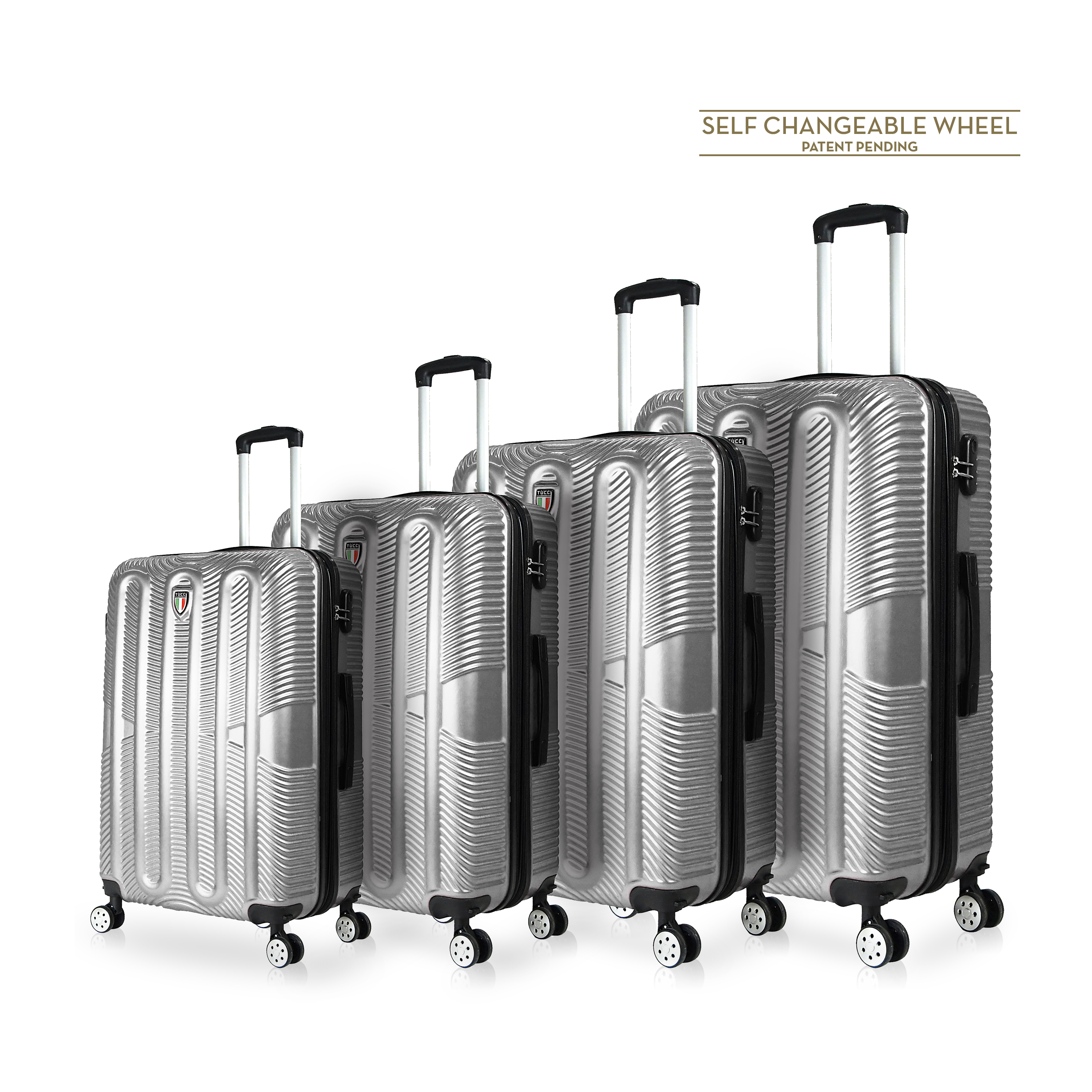 TUCCI Italy SPECIALI 4 PC (20', 28', 30', 32') Detachable Spinner Wheel Suitcase Set