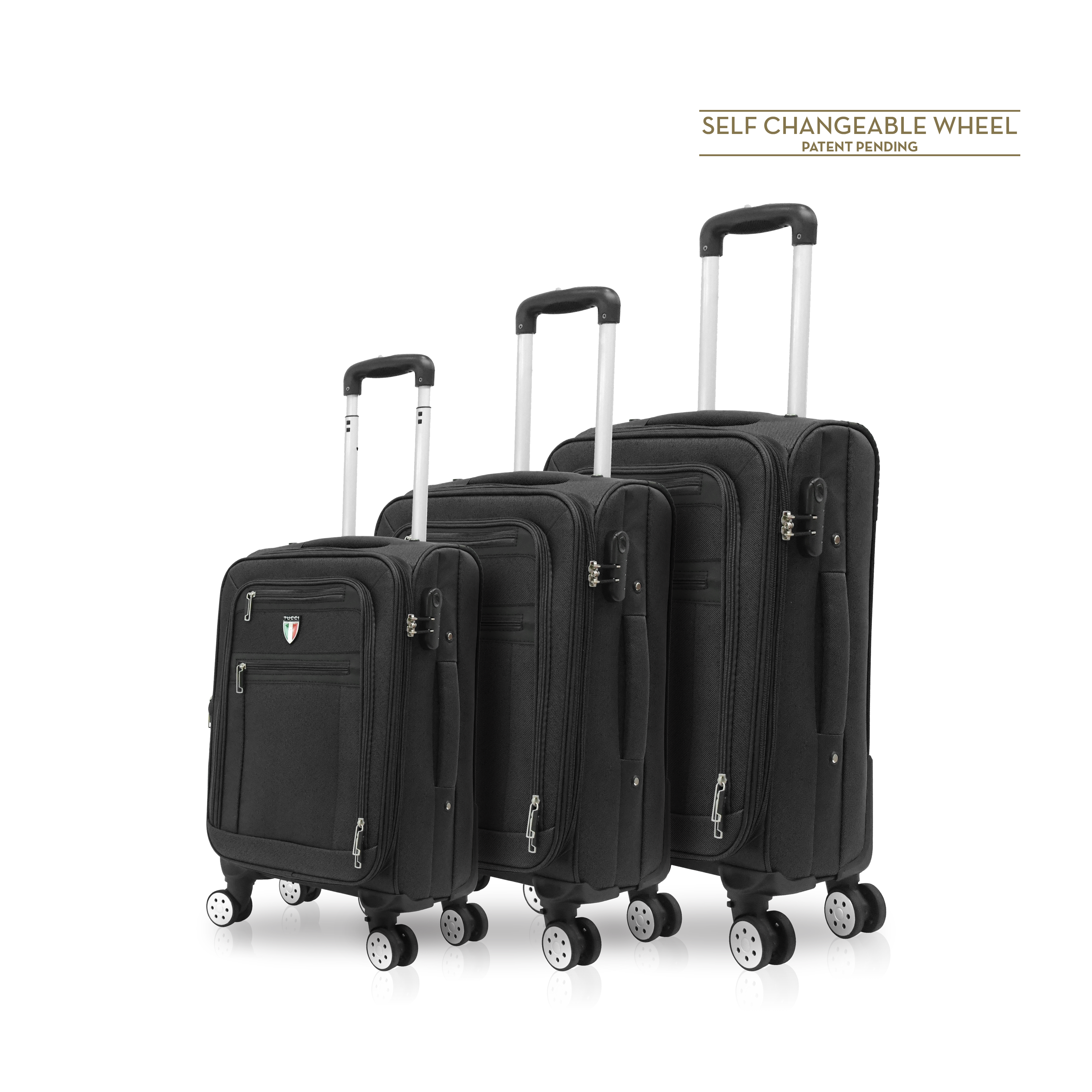 TUCCI Italy TURISTA 3-Piece Spinner Luggage Suitcase Set