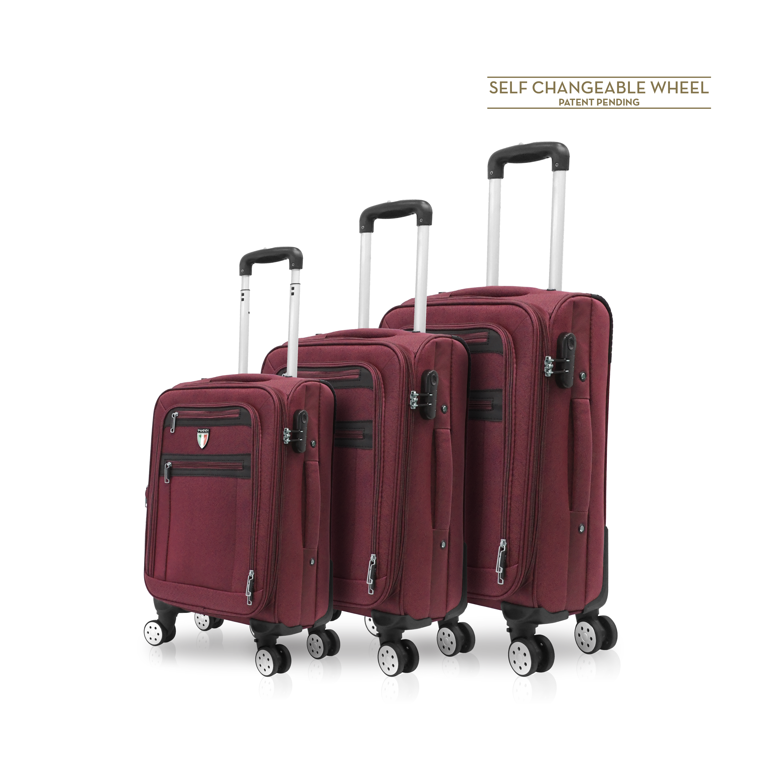 TUCCI Italy TURISTA 3-Piece Spinner Luggage Suitcase Set