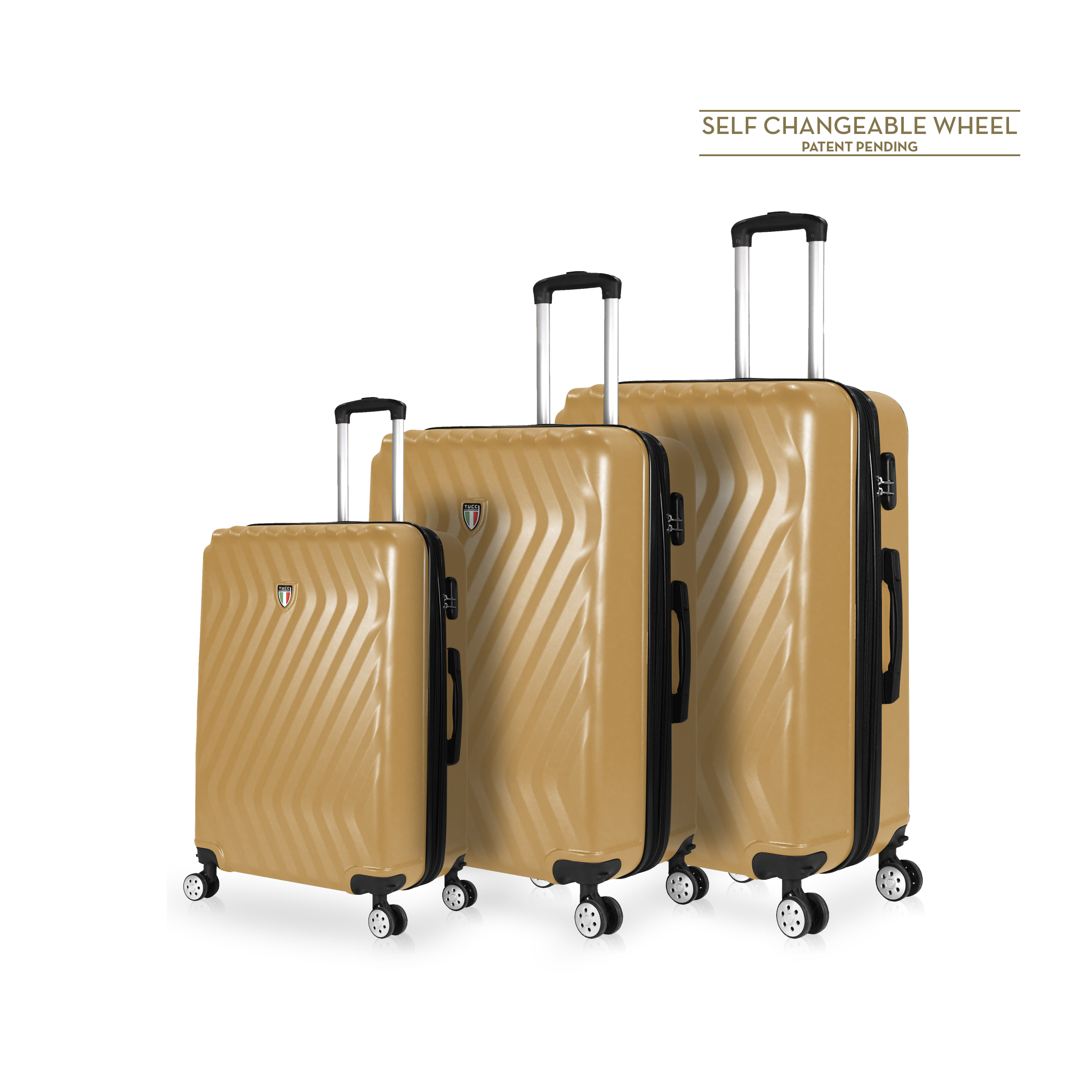 TUCCI Italy MUTEVOLE 3 Piece (20", 28", 30") Detachable Spinner Wheel Suitcase Set