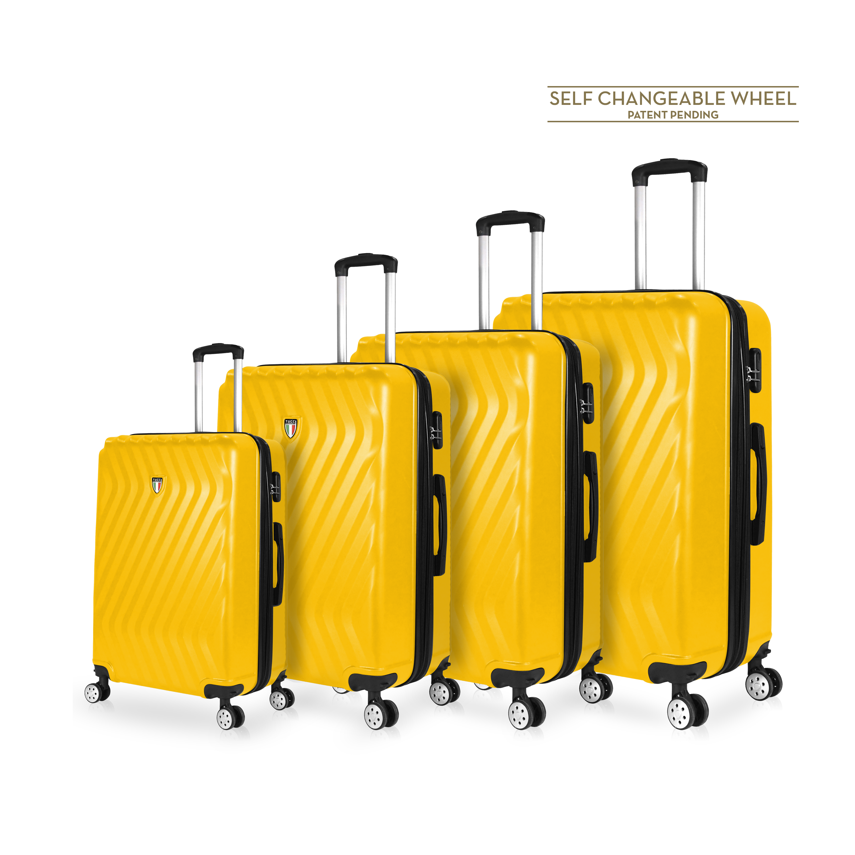 TUCCI Italy MUTEVOLE (20", 28", 30", 32") 4 Piece Set Spinner Travel Suitcase