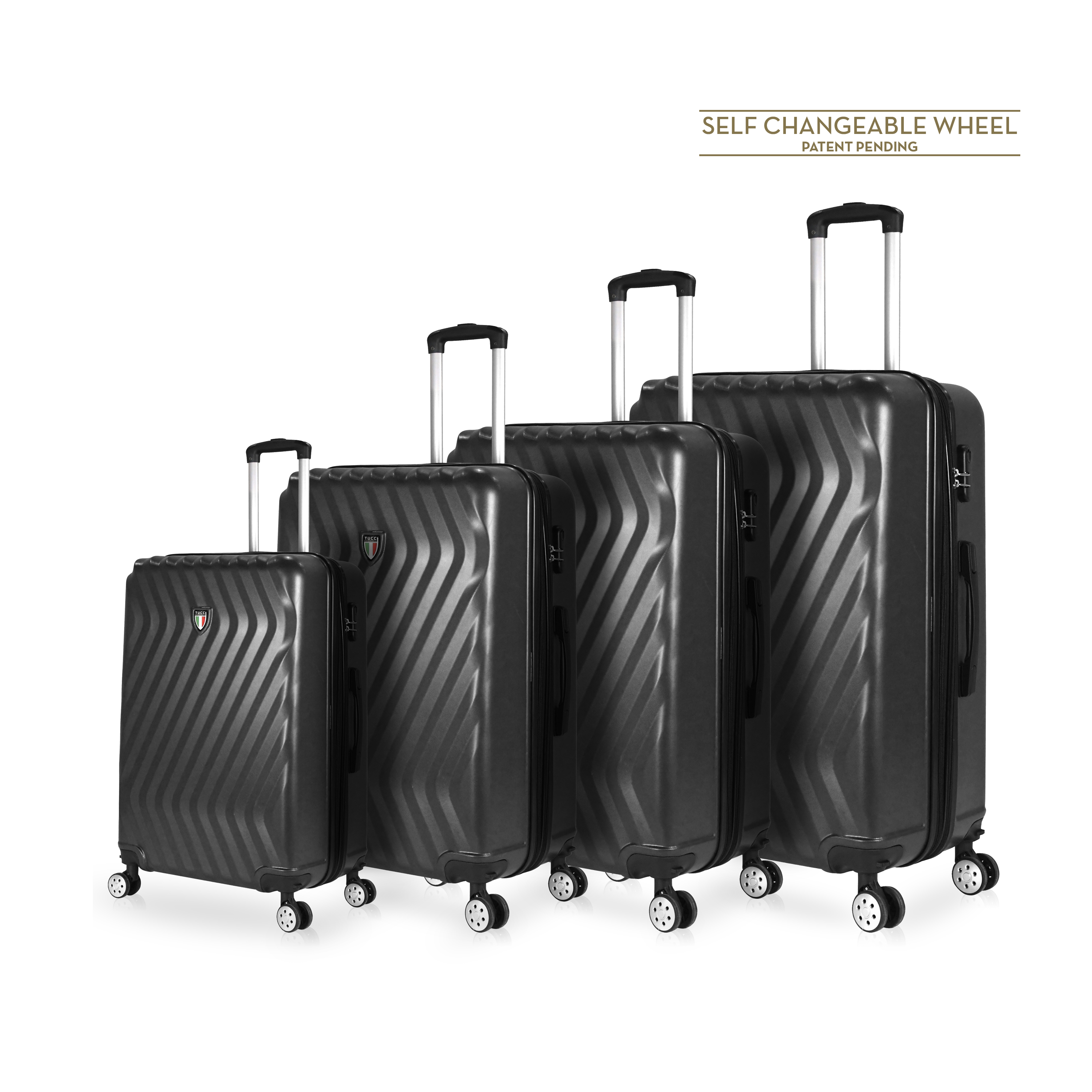 TUCCI Italy MUTEVOLE (20", 28", 30", 32") 4 Piece Set Spinner Travel Suitcase