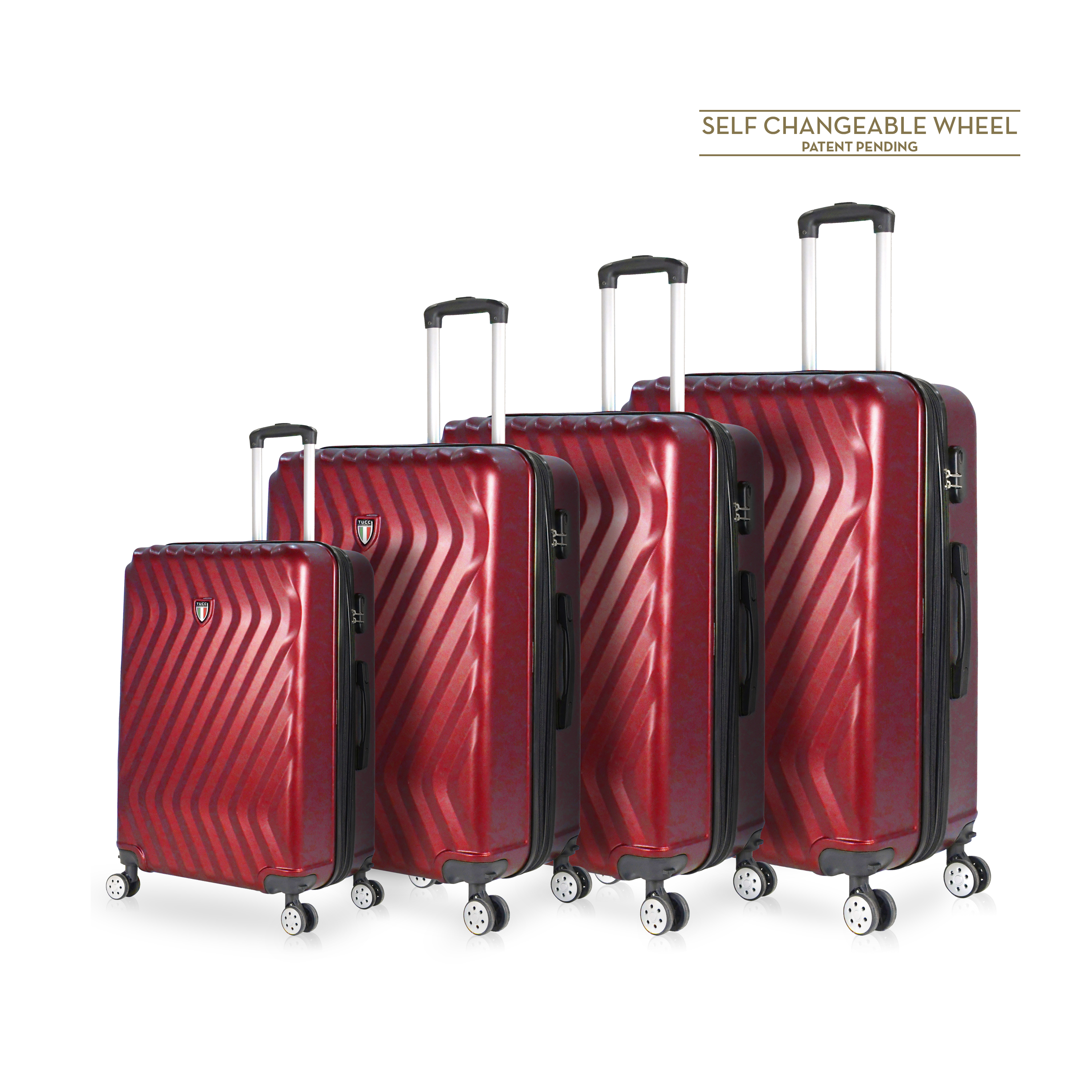 TUCCI Italy MUTEVOLE (20", 28", 30", 32") 4 Piece Set Spinner Travel Suitcase