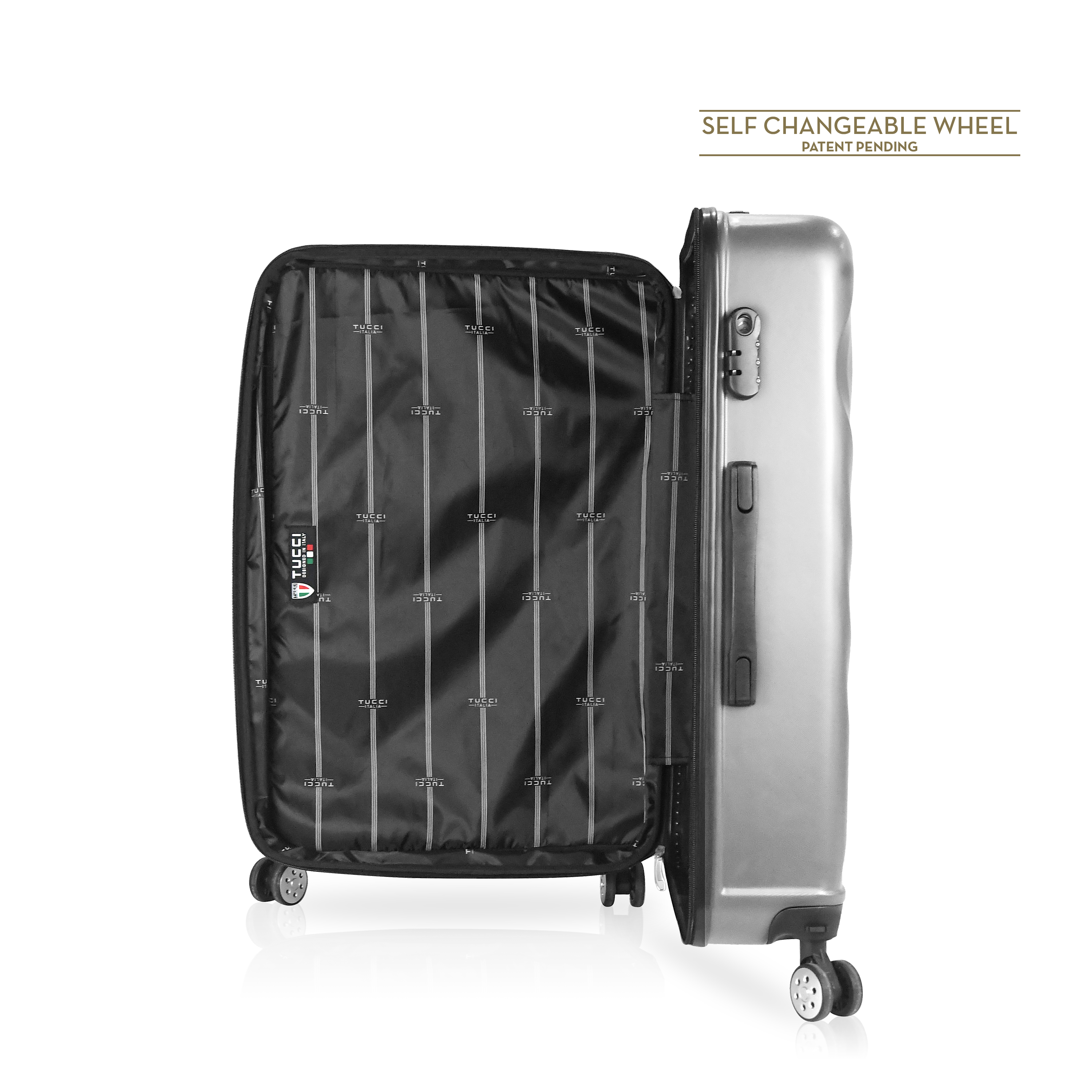 TUCCI Italy MUTEVOLE 2 Piece (20", 28") Detachable Spinner Wheel Suitcase Set