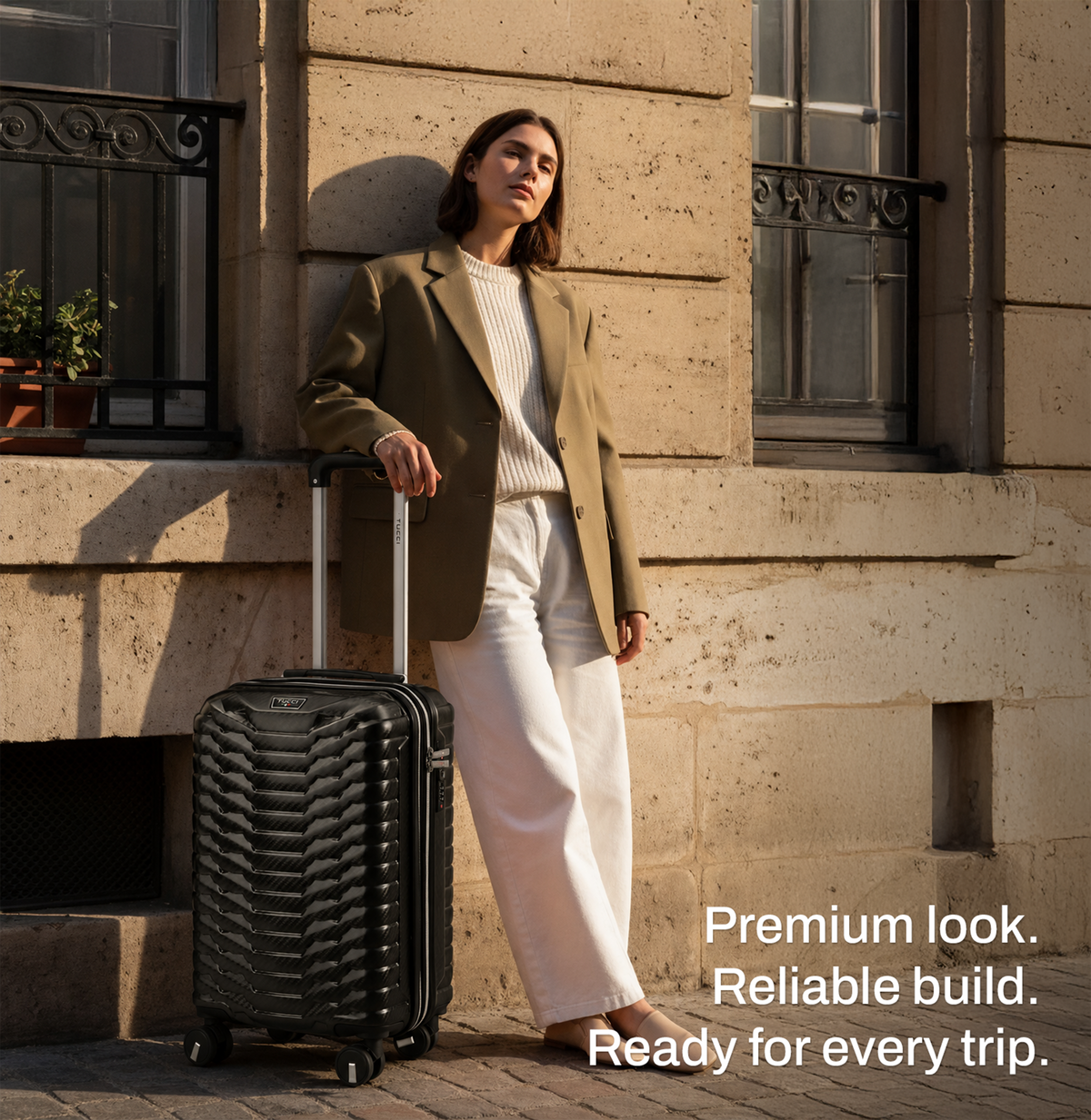 Tucci Italy Occhio 3-Piece Expandable Hardside Luggage Set, PC Carbon Fiber Texture Spinner Suitcases with TSA Lock, 20/28/30 in