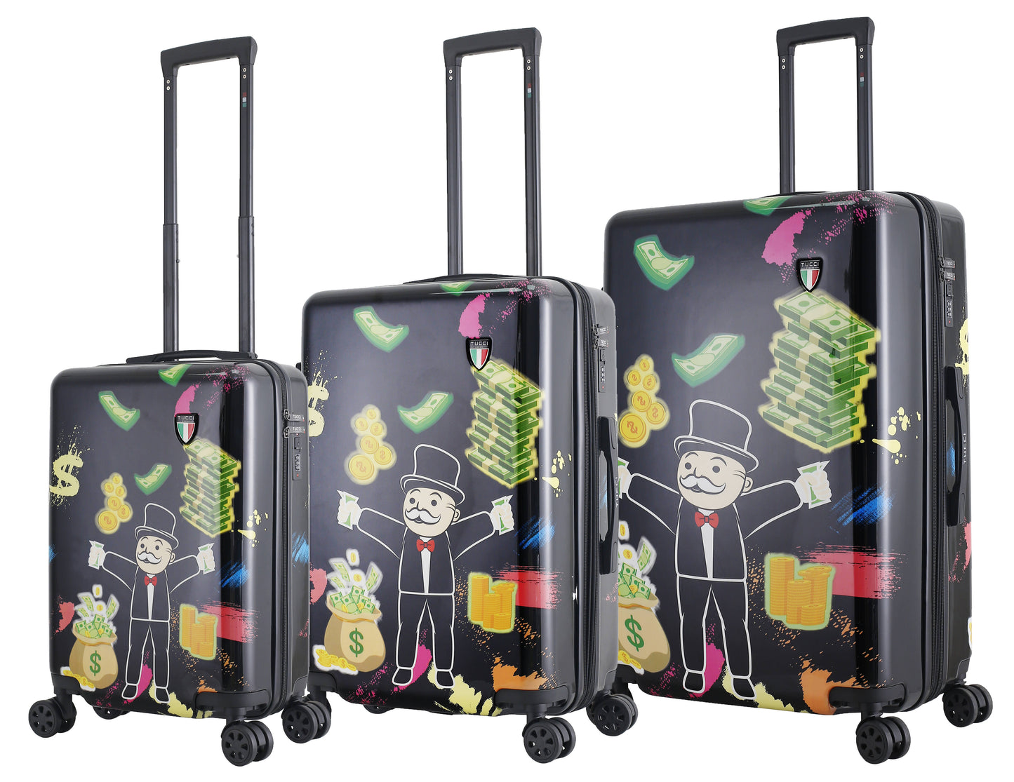 TUCCI Dinero Money Man 3 PC SET (20", 24", 28") Luggage