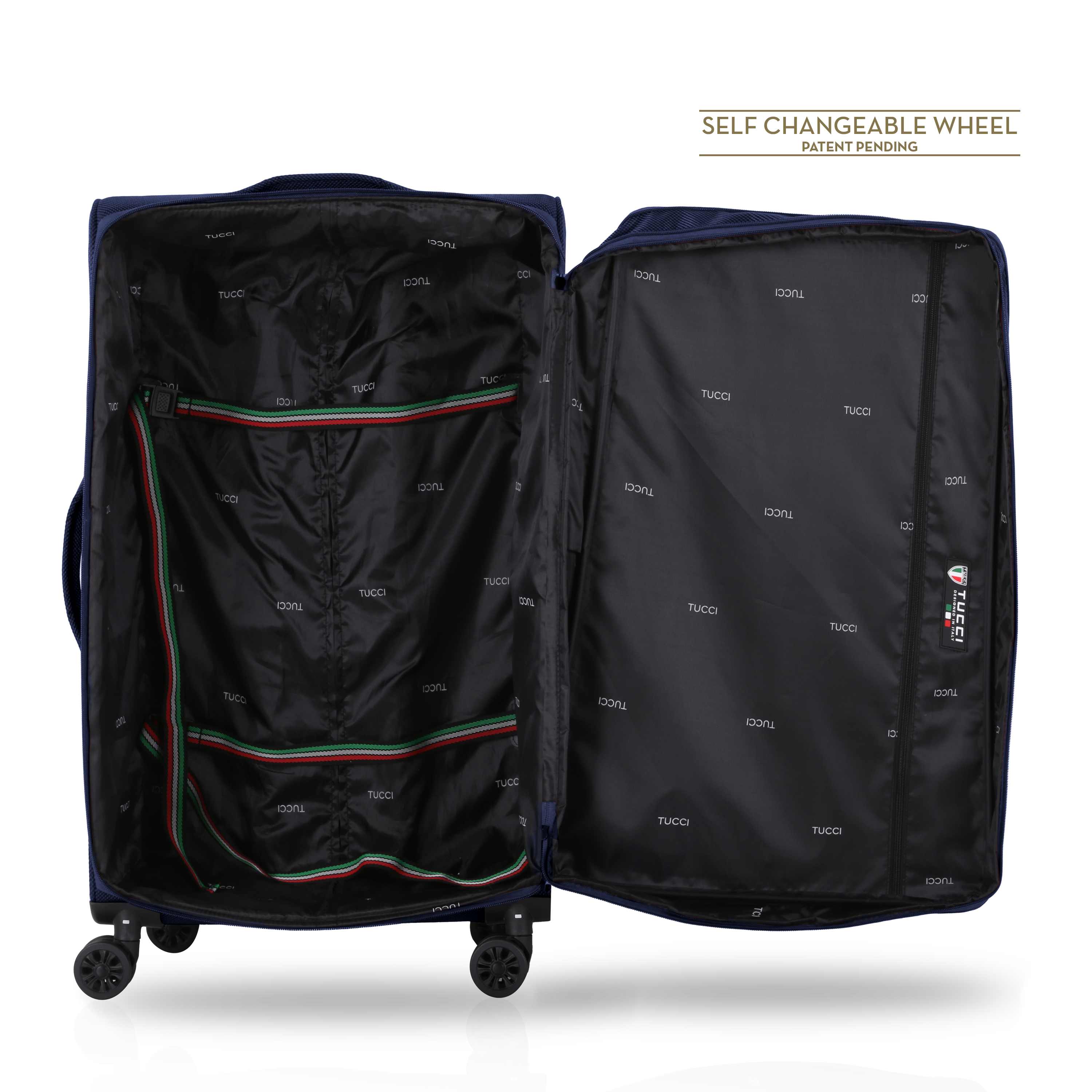TUCCI Italy 18" DIVISO Carry On Travel Spinner Wheel Suitcase