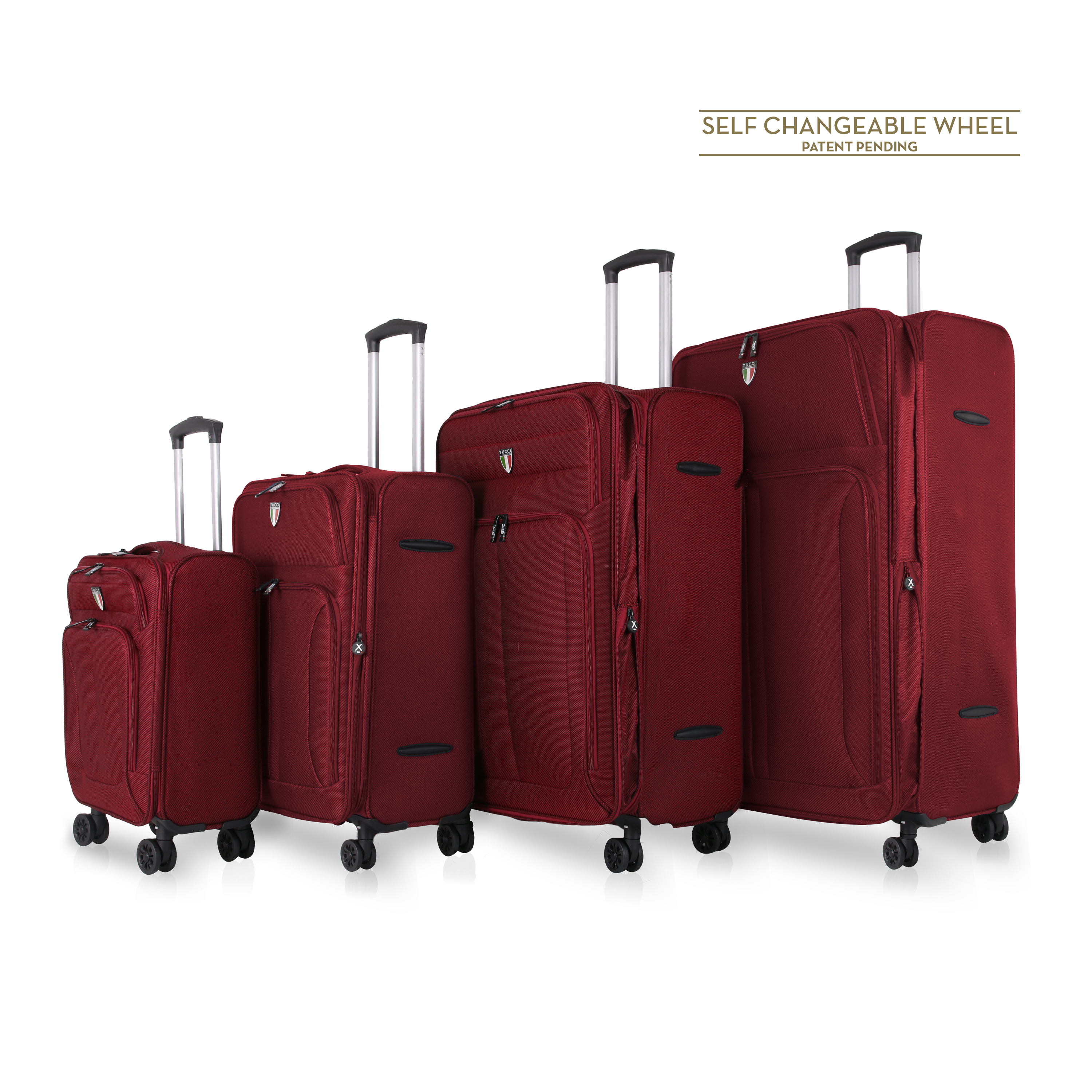 TUCCI Italy DIVISO 4 PC (18", 24", 28", 32") Travel Luggage Suitcase Set