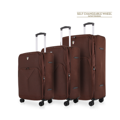 TUCCI Italy TRIPLETTA 3 PC (20", 26", 30") Softside Travel Suitcase Set