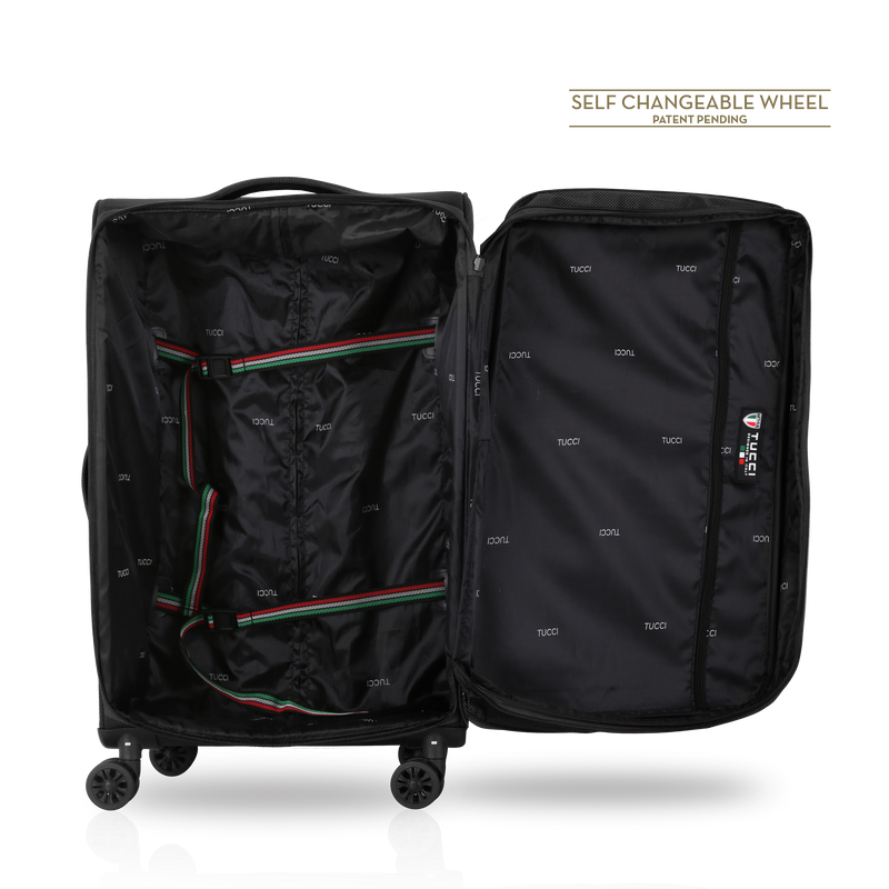 TUCCI Italy TRIPLETTA 3 PC (20", 26", 30") Softside Travel Suitcase Set