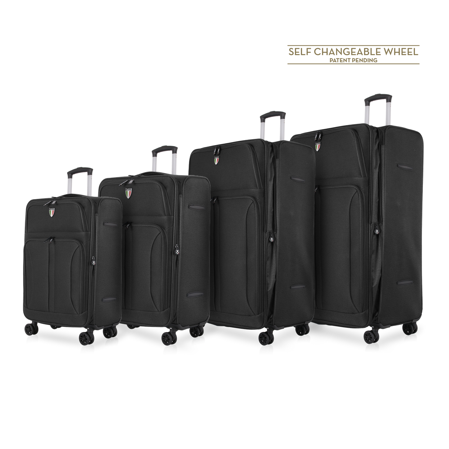 TUCCI Italy ALIANTE Set of 3 (18", 24", 28") 4-Wheeled Travel Suitcase