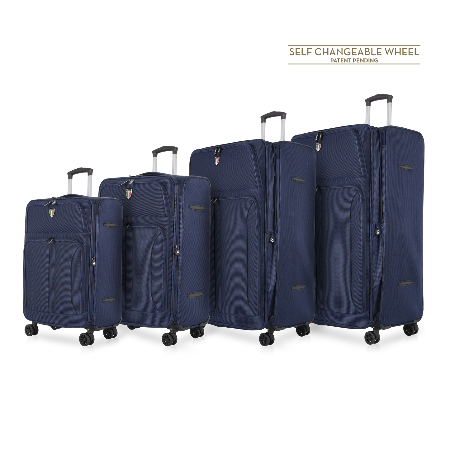 TUCCI Italy ALIANTE Set of 3 (18", 24", 28") 4-Wheeled Travel Suitcase