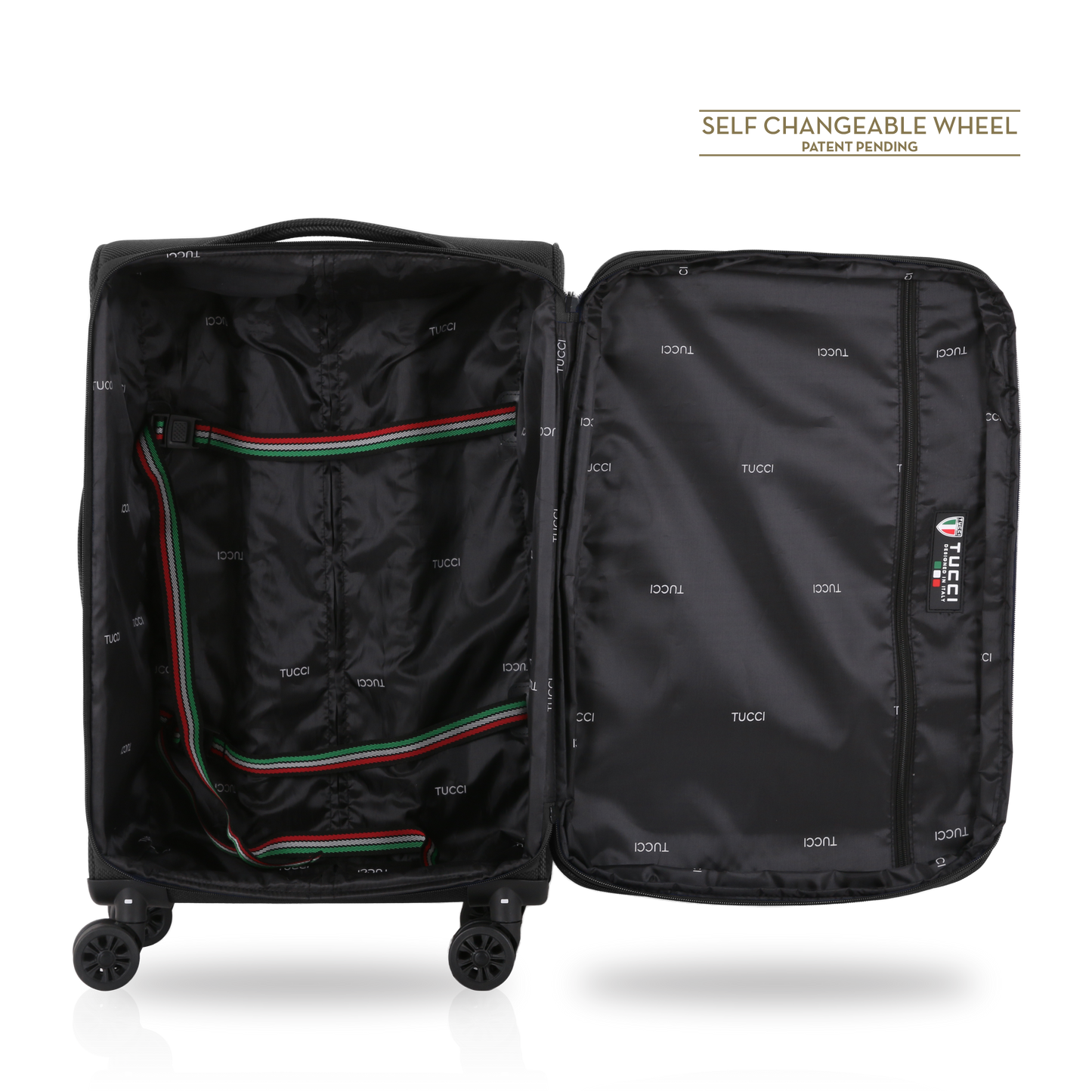 TUCCI Italy ALIANTE Set of 3 (18", 24", 28") 4-Wheeled Travel Suitcase