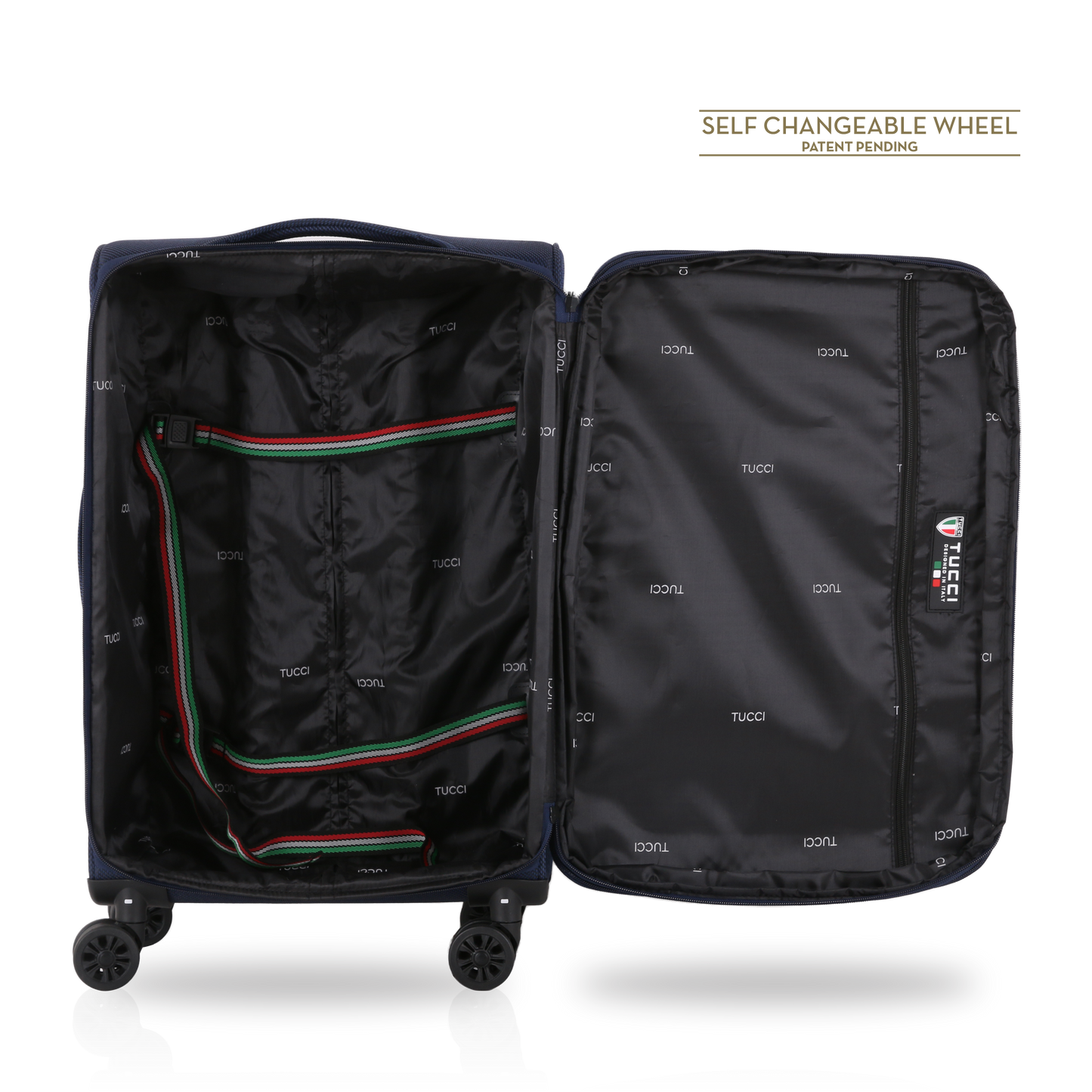 TUCCI Italy ALIANTE Set of 3 (18", 24", 28") 4-Wheeled Travel Suitcase